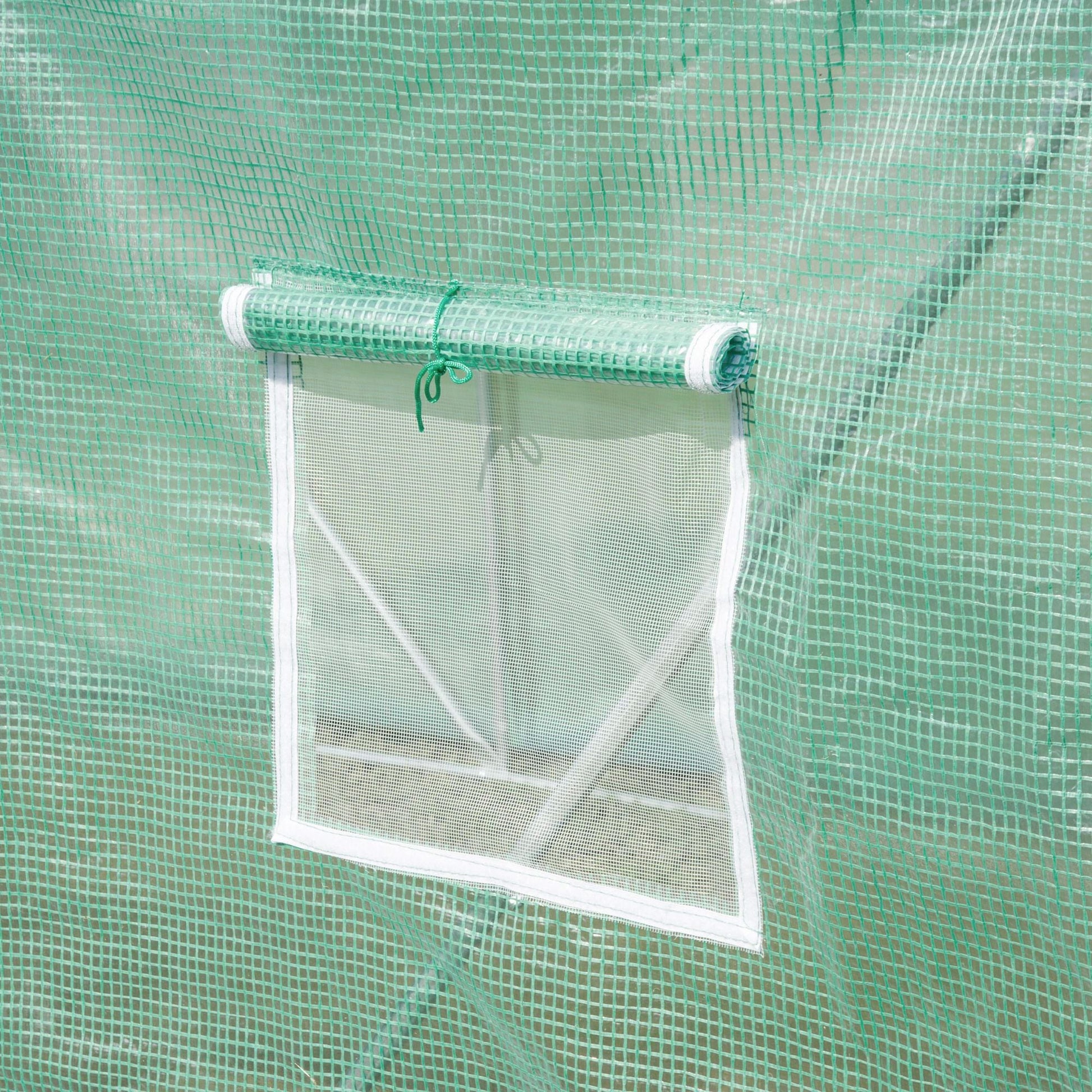 Walk-in Tunnel Greenhouse, 19 x 10 x 6.6 ft Hoop House with Zipped Roll-Up Door and 8 Mesh Windows, Outdoor Greenhouse with Galvanised Steel Frame, Green