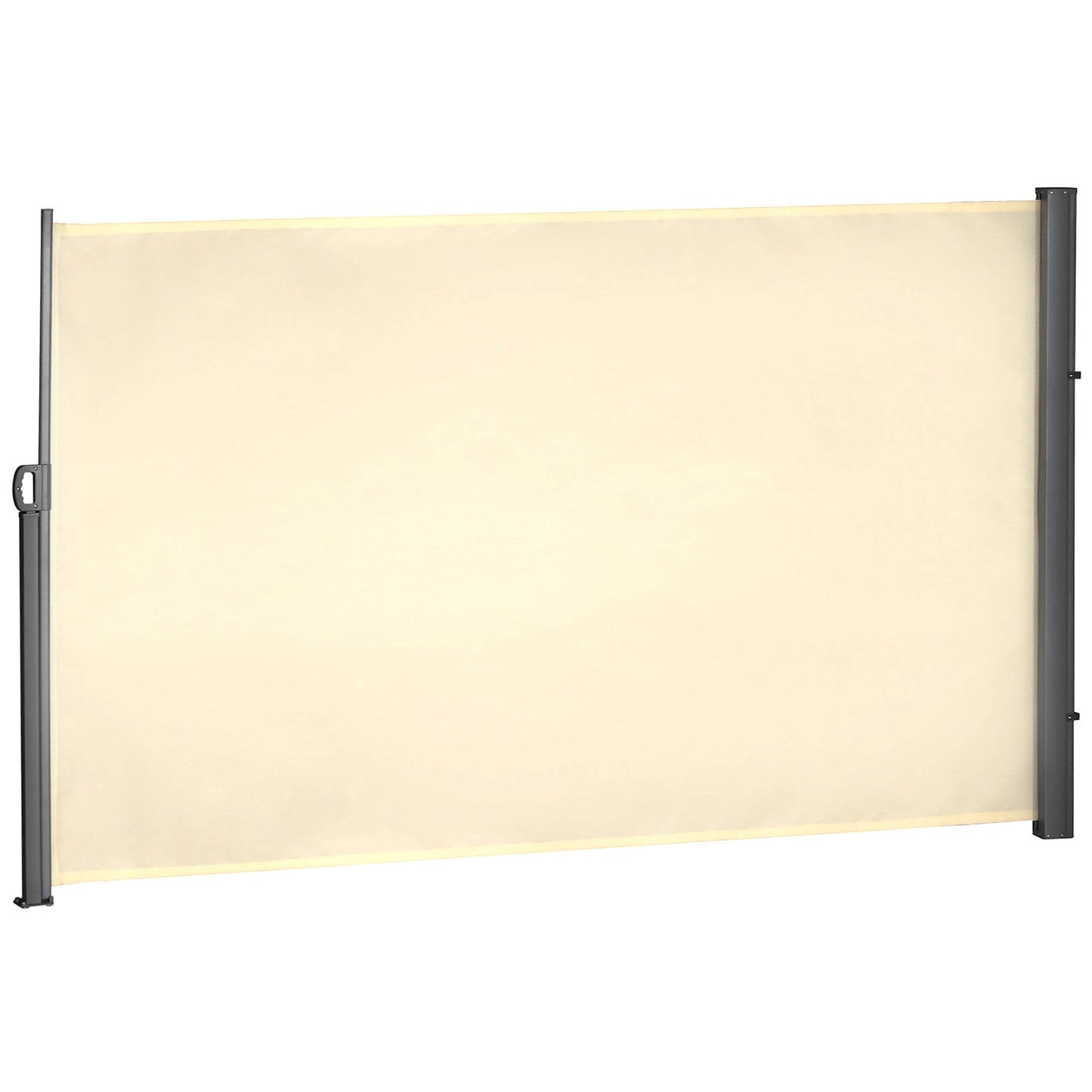 118" x 71" Retractable Side Awning Patio Outdoor Folding Privacy Screen with Resistance to UV Rays & Wind, Cream White