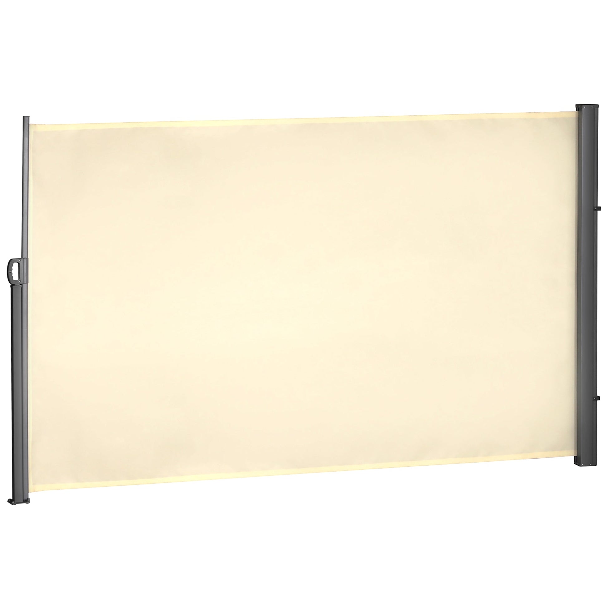 118" x 71" Retractable Side Awning Patio Outdoor Folding Privacy Screen with Resistance to UV Rays & Wind, Cream White
