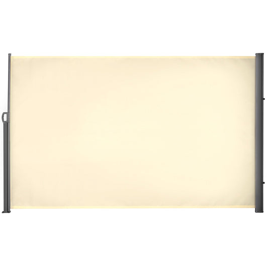 118" x 71" Retractable Side Awning Patio Outdoor Folding Privacy Screen with Resistance to UV Rays & Wind, Cream White