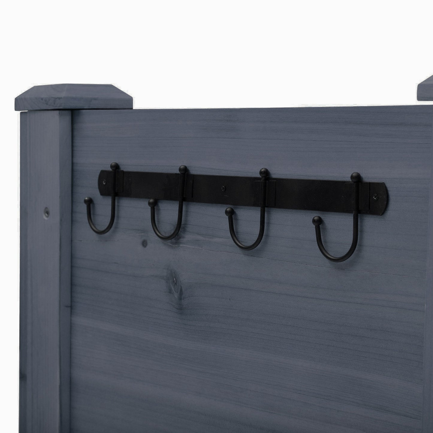 Raised Garden Bed with Hooks, 660lb Capacity Wood Elevated Planter Box with Water Draining and Liner, Funnel Design for Vegetable, Herbs, Flower, 48" x 24" x 32", Grey