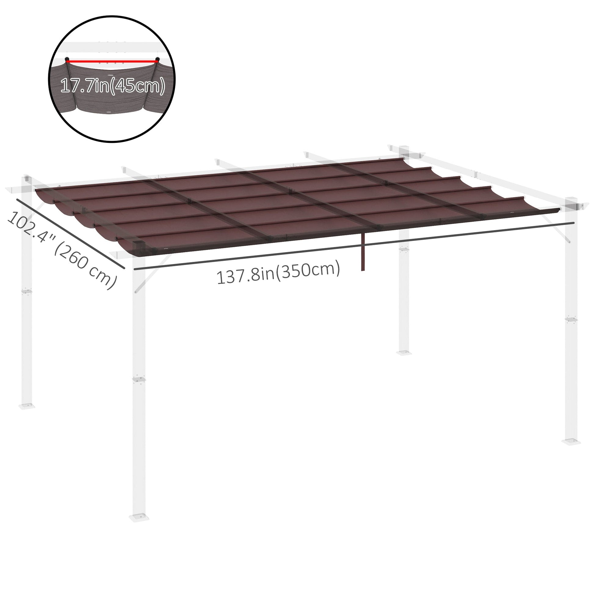 Retractable Replacement Pergola Canopy for 10' x 13' Pergola, Pergola Cover Replacement, Coffee