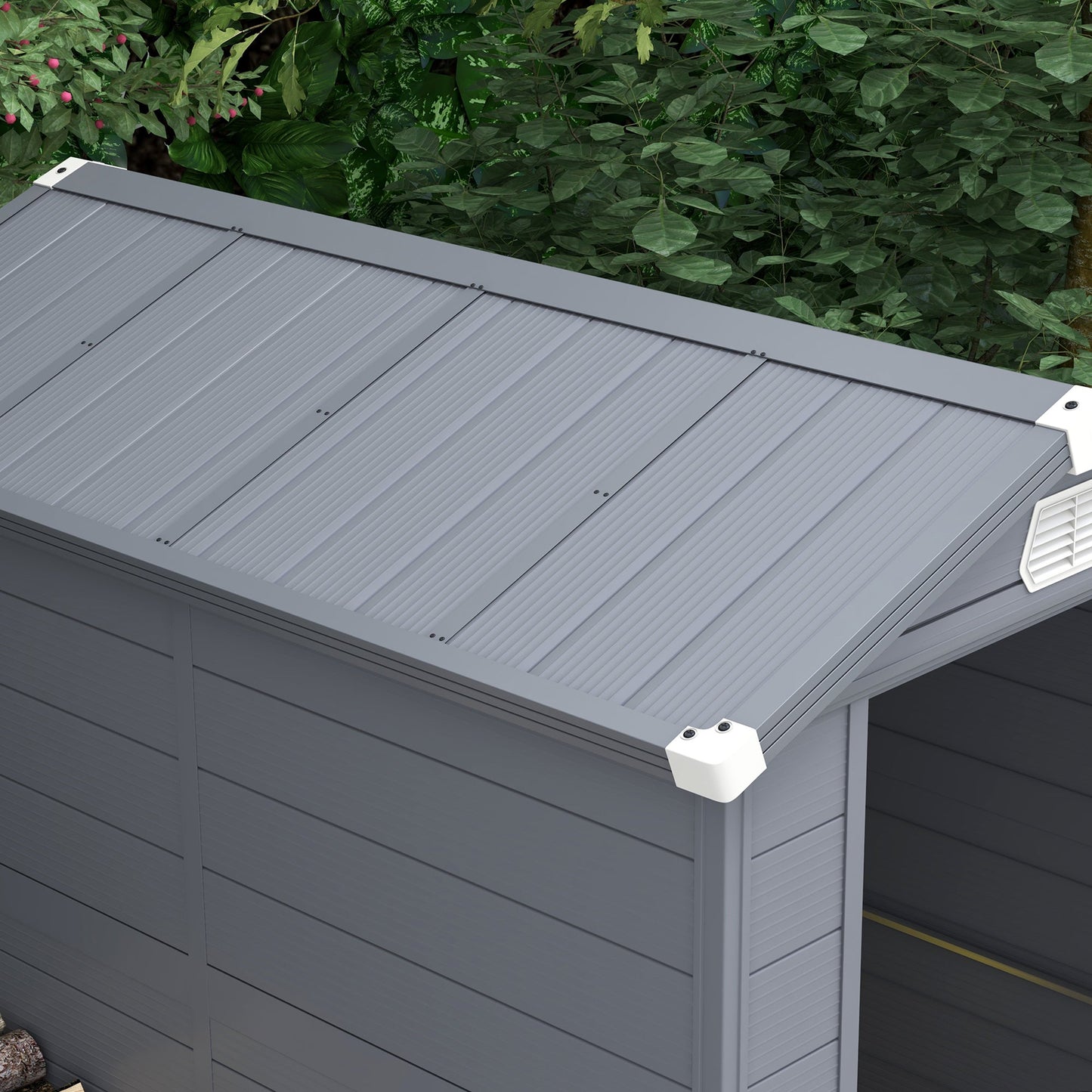 4.5' x 6' Garden Storage Shed, Outdoor Storage Patio Shed with Aluminum Frame, Galvanized Foundation Kit, Latched Door, Air Vents, Window for Backyard, Lawn, Light Grey