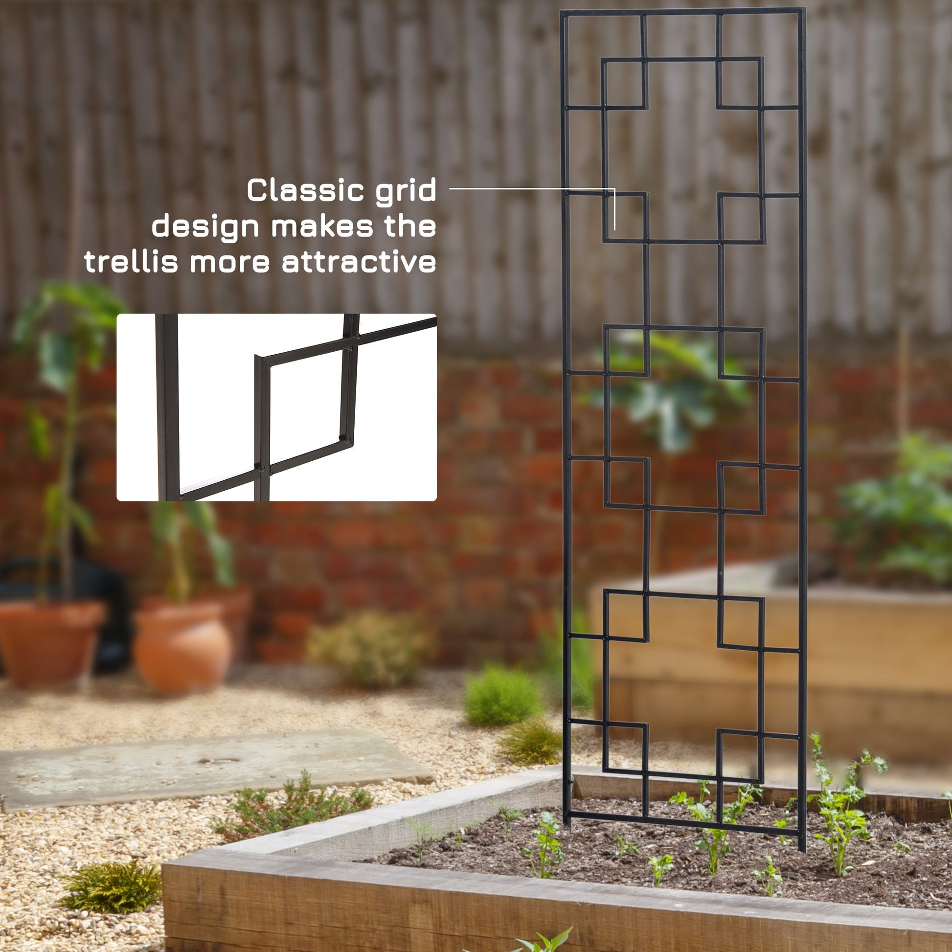 4 Pack Garden Trellis for Climbing Plants, Outdoor Metal Grid Panels for Roses, Vine Flower, Cucumber, Clematis, 72" Tall