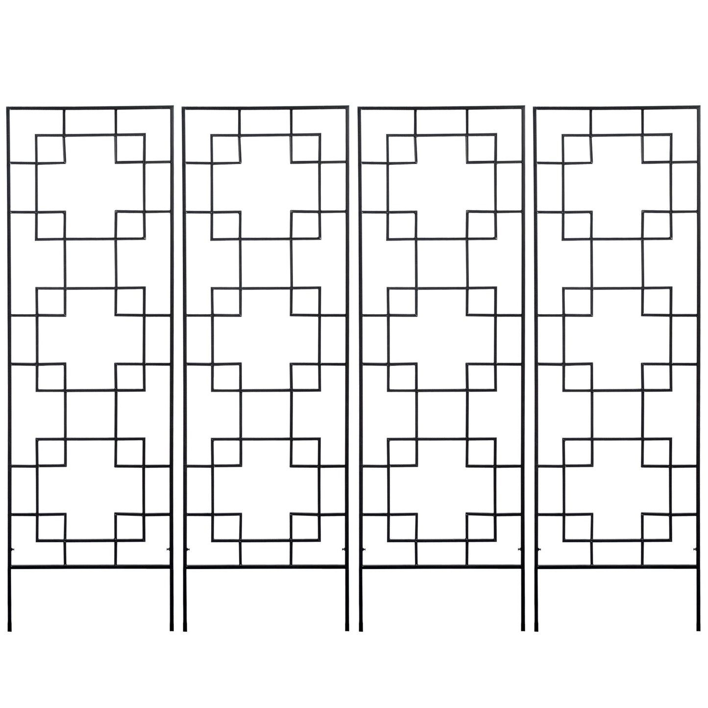 4 Pack Garden Trellis for Climbing Plants, Outdoor Metal Grid Panels for Roses, Vine Flower, Cucumber, Clematis, 72" Tall