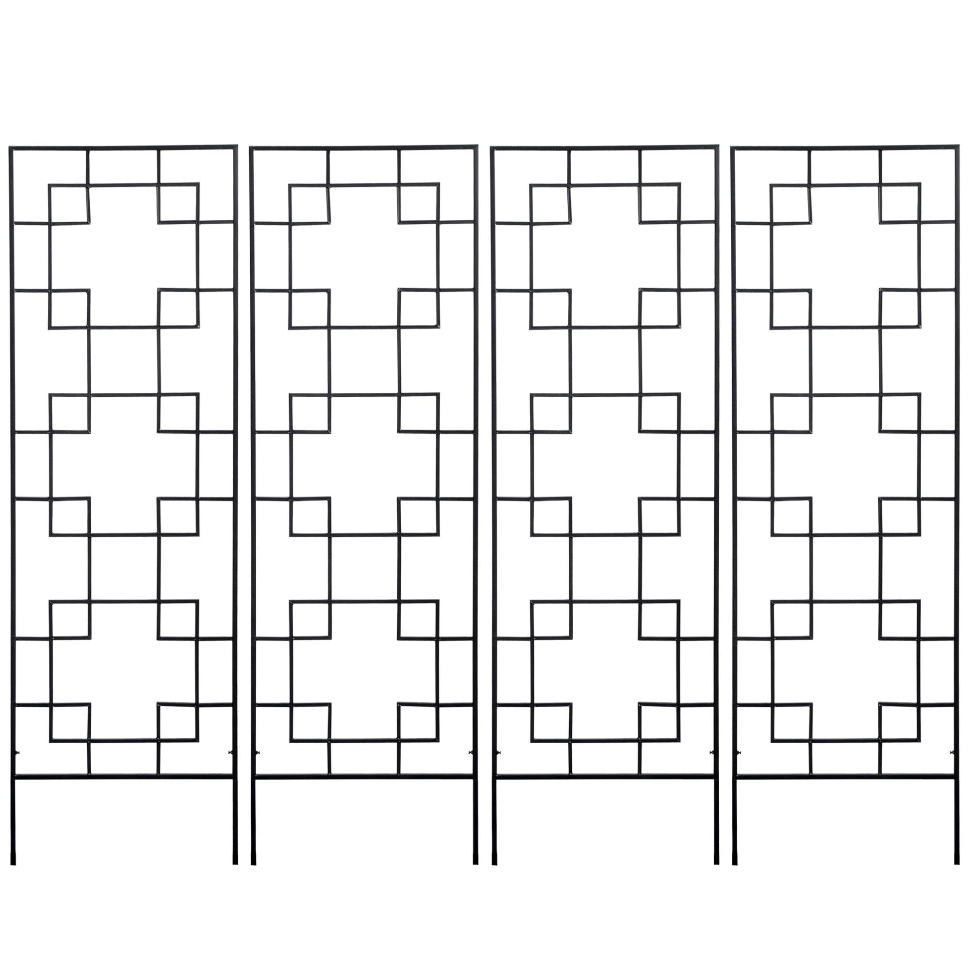 4 Pack Garden Trellis for Climbing Plants, Outdoor Metal Grid Panels for Roses, Vine Flower, Cucumber, Clematis, 72" Tall