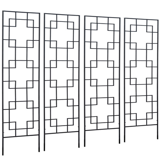 4 Pack Garden Trellis for Climbing Plants, Outdoor Metal Grid Panels for Roses, Vine Flower, Cucumber, Clematis, 72" Tall
