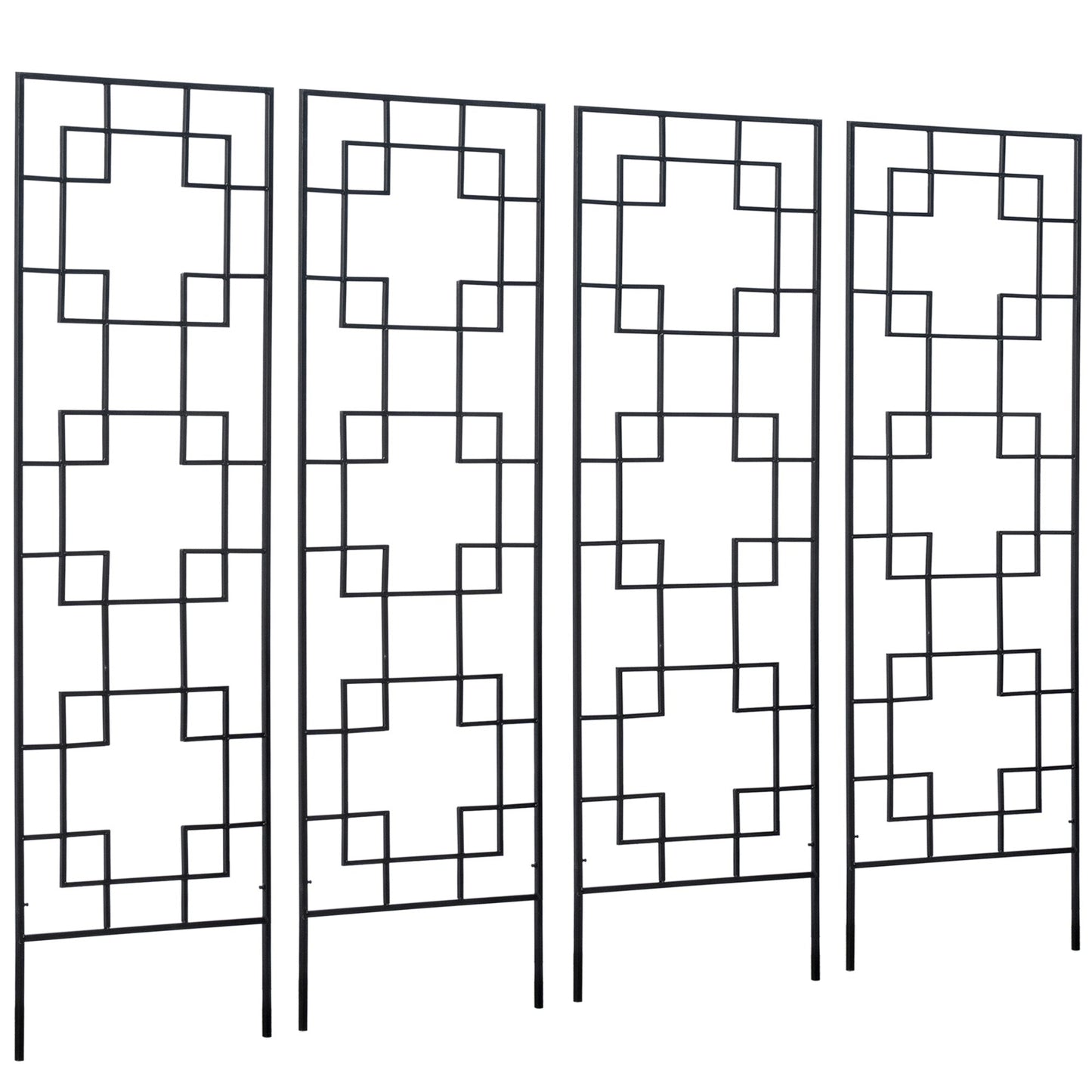 4 Pack Garden Trellis for Climbing Plants, Outdoor Metal Grid Panels for Roses, Vine Flower, Cucumber, Clematis, 72" Tall