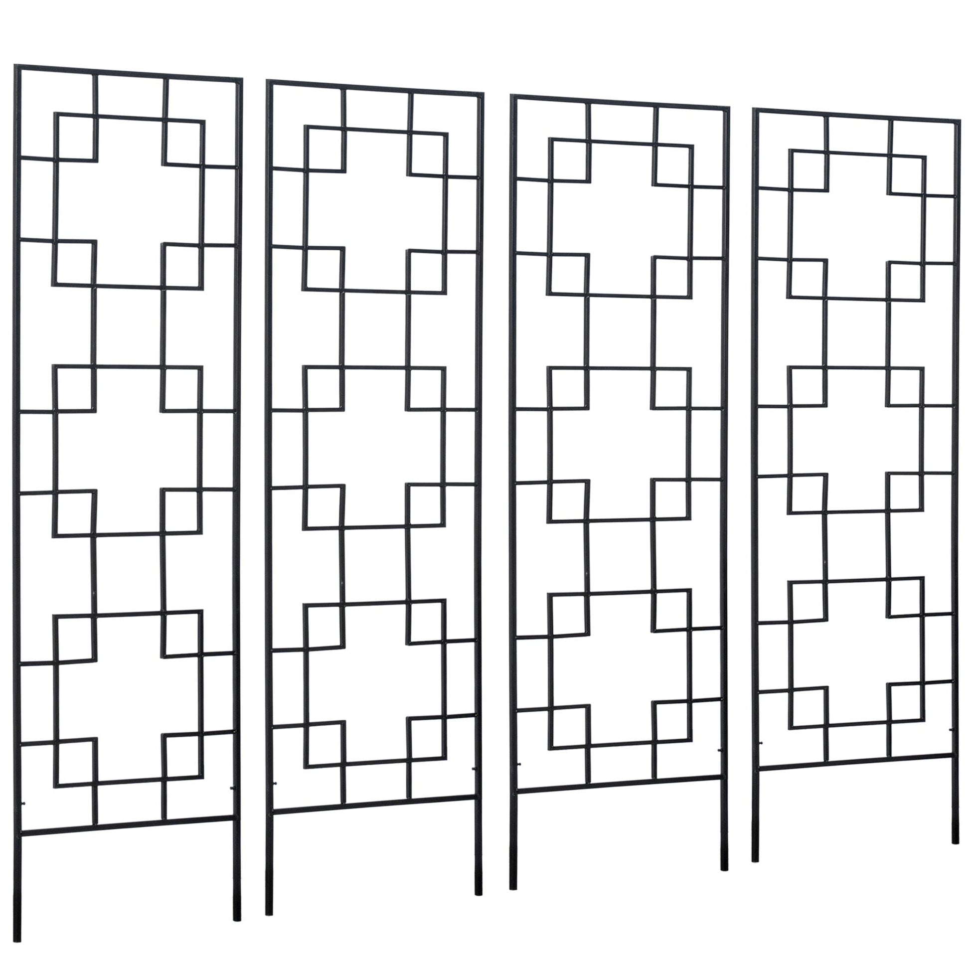 4 Pack Garden Trellis for Climbing Plants, Outdoor Metal Grid Panels for Roses, Vine Flower, Cucumber, Clematis, 72" Tall