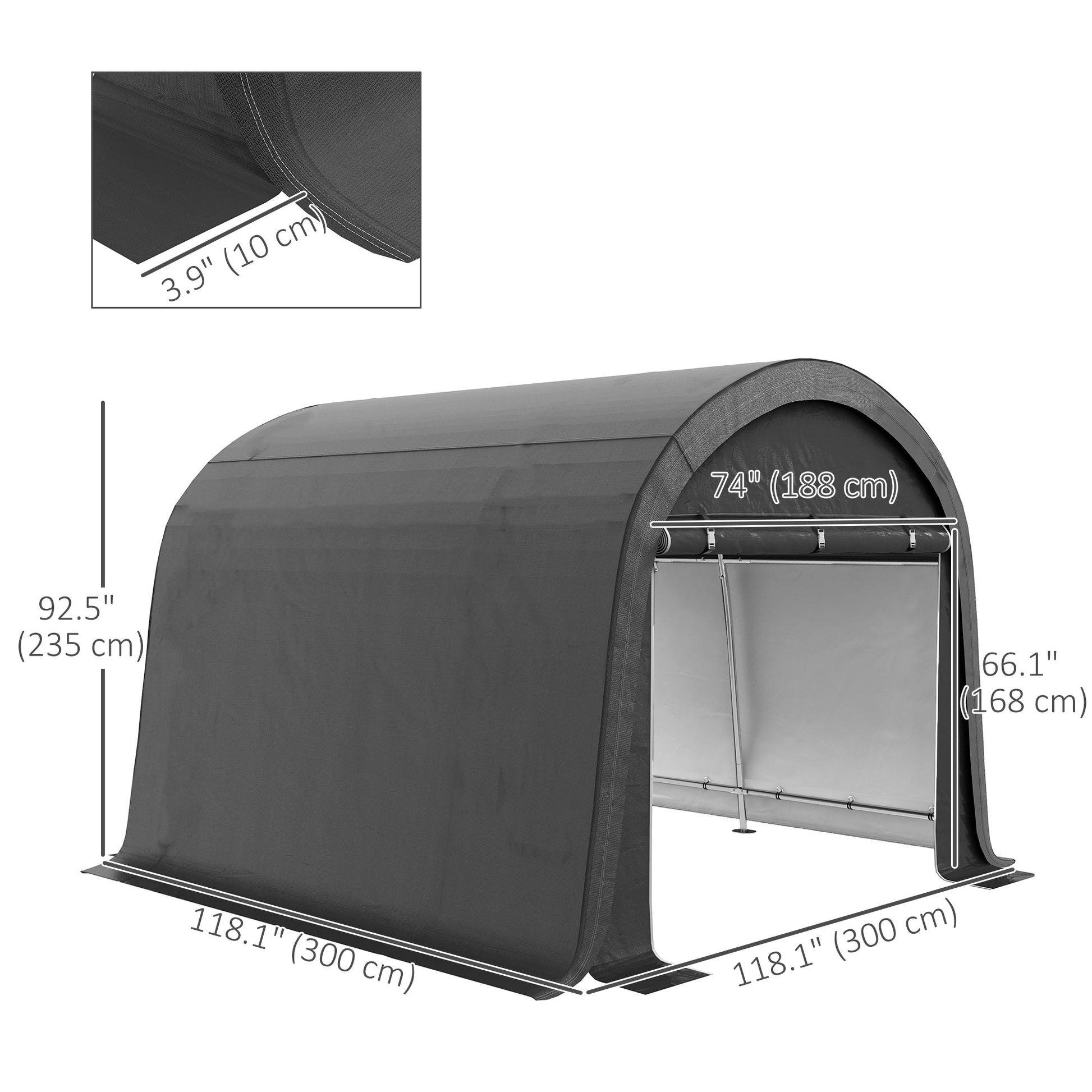 10' x 10' Garden Storage Tent, Heavy Duty Outdoor Shed, Waterproof Portable Shed Storage Shelter with Galvanized Steel Frame for Bike, Motorcycle, Garden Tools, Grey