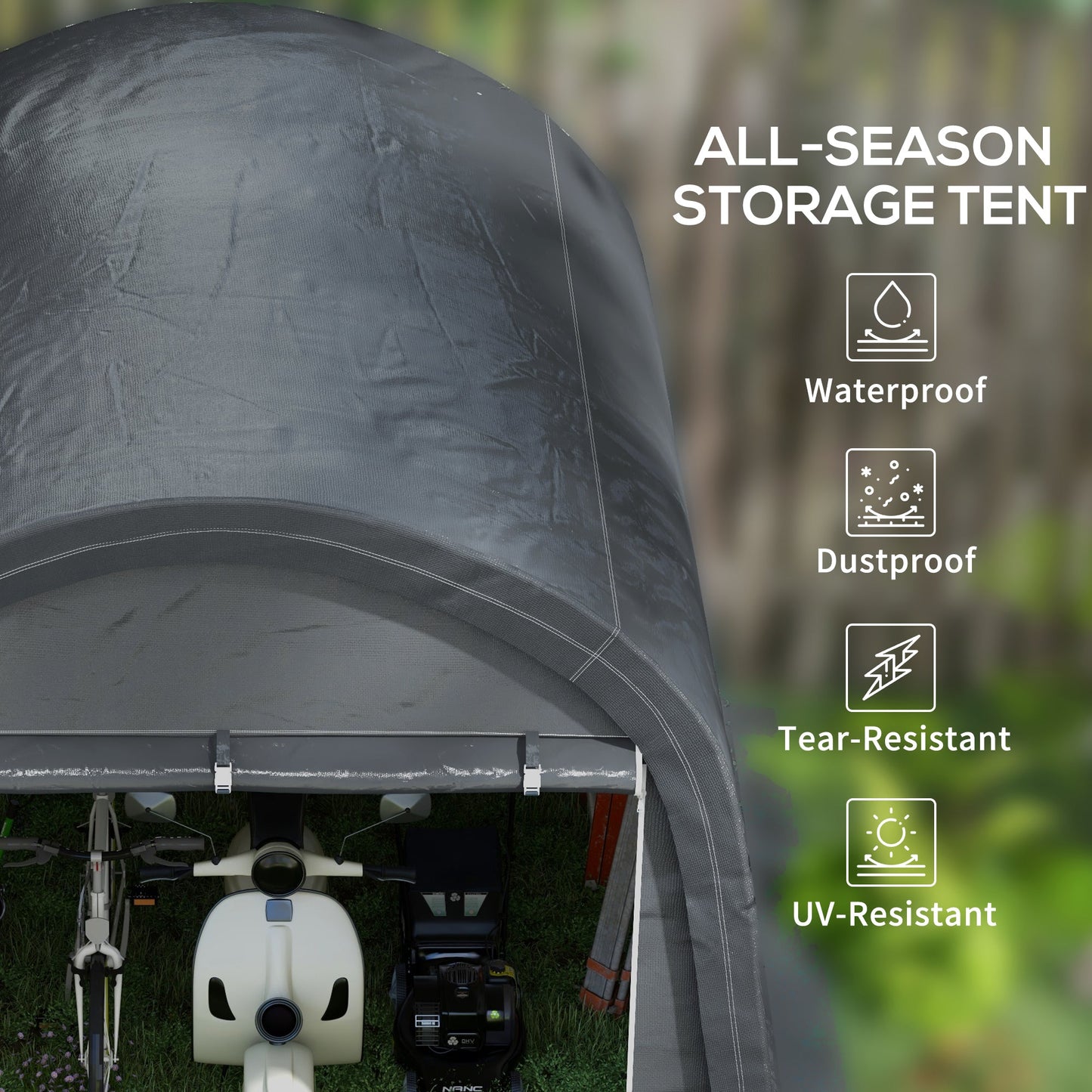 10' x 10' Garden Storage Tent, Heavy Duty Outdoor Shed, Waterproof Portable Shed Storage Shelter with Galvanized Steel Frame for Bike, Motorcycle, Garden Tools, Grey