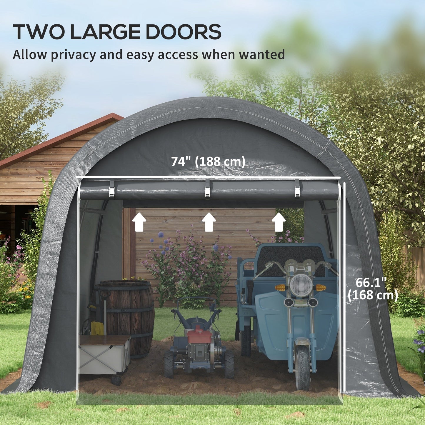 10' x 10' Garden Storage Tent, Heavy Duty Outdoor Shed, Waterproof Portable Shed Storage Shelter with Galvanized Steel Frame for Bike, Motorcycle, Garden Tools, Grey