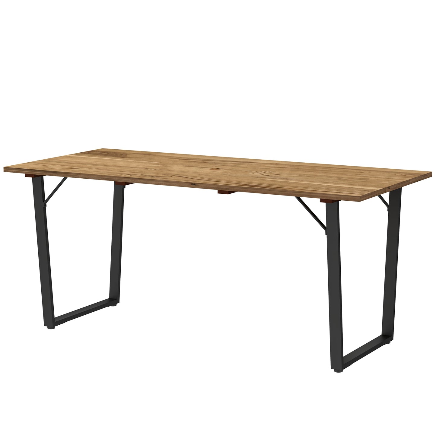 Wooden Outdoor Dining Table for 6, 69" x 32" Rectangular Patio Table with 2" Umbrella Hole, Slatted Tabletop, Indoor Outdoor Dining Furniture for Yard, Deck, Lawn