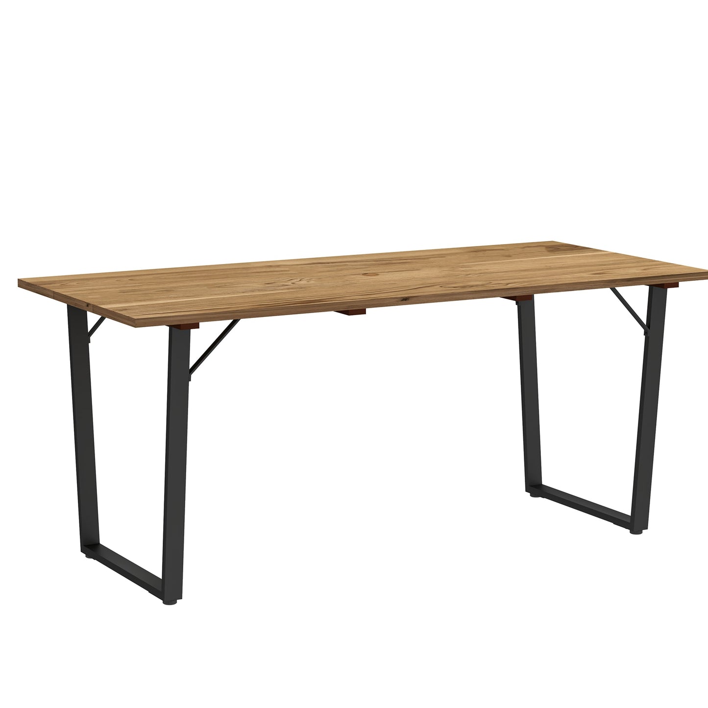 Wooden Outdoor Dining Table for 6, 69" x 32" Rectangular Patio Table with 2" Umbrella Hole, Slatted Tabletop, Indoor Outdoor Dining Furniture for Yard, Deck, Lawn