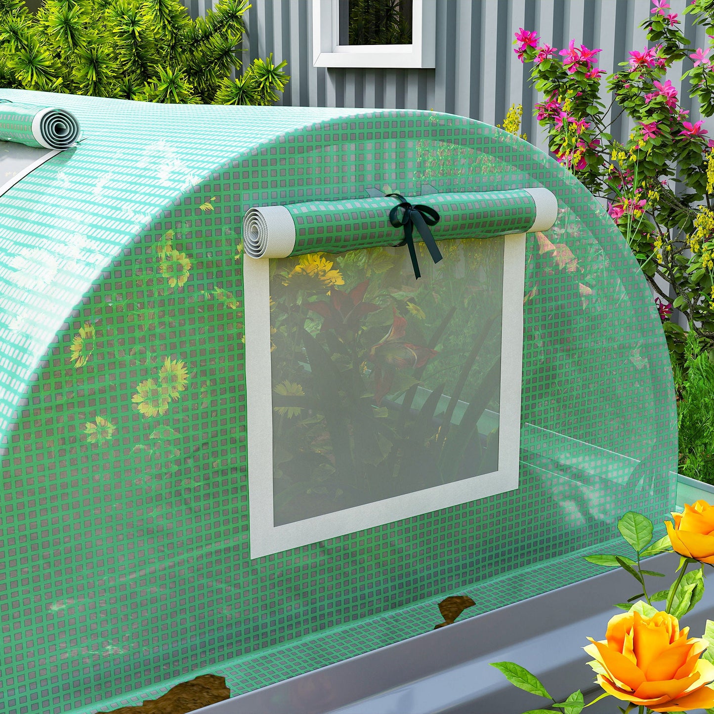 10' x 3' x 2' Portable Mini Greenhouse, Tunnel Growing Tent Plants Flower Warm House with 5 Mesh Windows and Steel Frame, for Garden, Patio, Backyard, Green