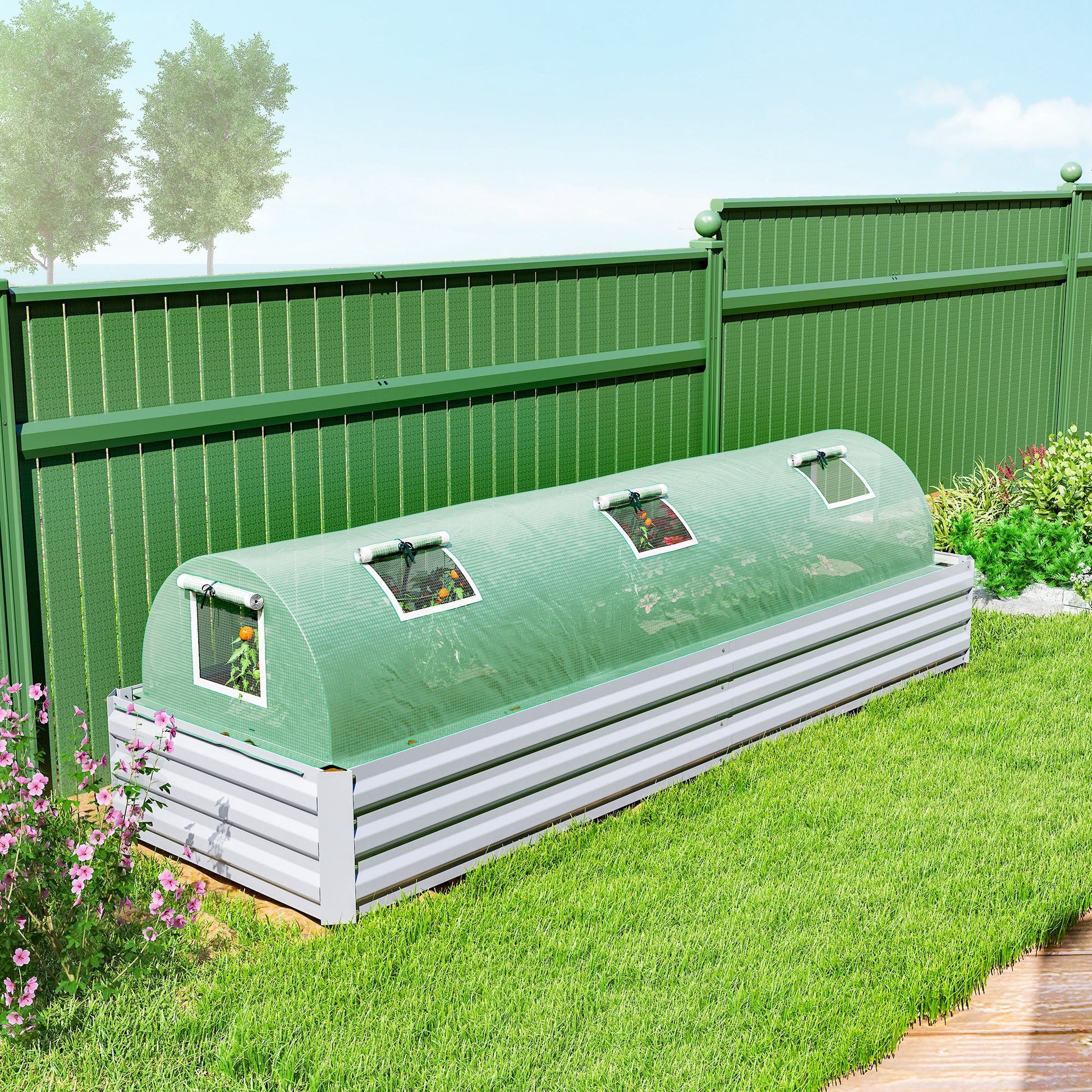 10' x 3' x 2' Portable Mini Greenhouse, Tunnel Growing Tent Plants Flower Warm House with 5 Mesh Windows and Steel Frame, for Garden, Patio, Backyard, Green