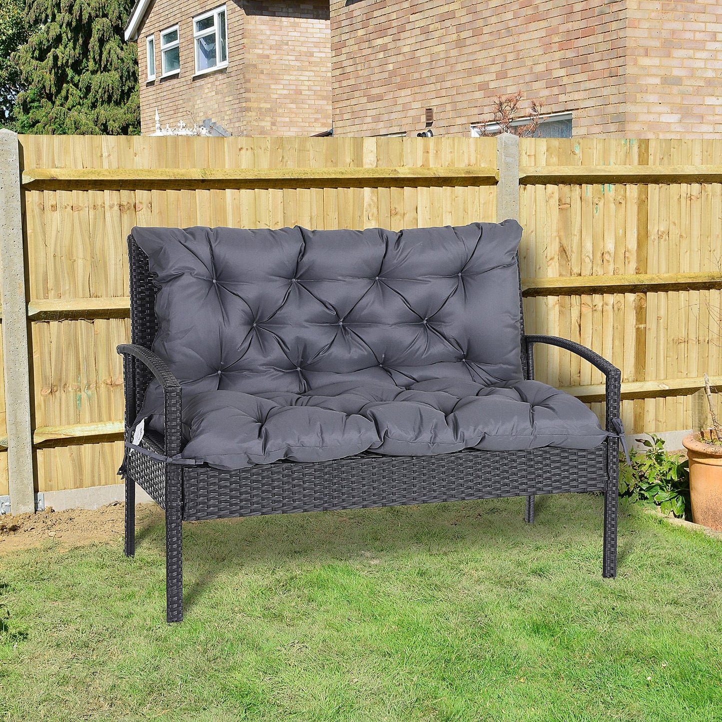 Porch Swing Cushion Garden Bench Cushion with Backrest, Non-Slip 2-seater Thick Pad, Swing Chair Mat Replacement for Indoor and Outdoor, 39.4" x 38.6", Dark Grey