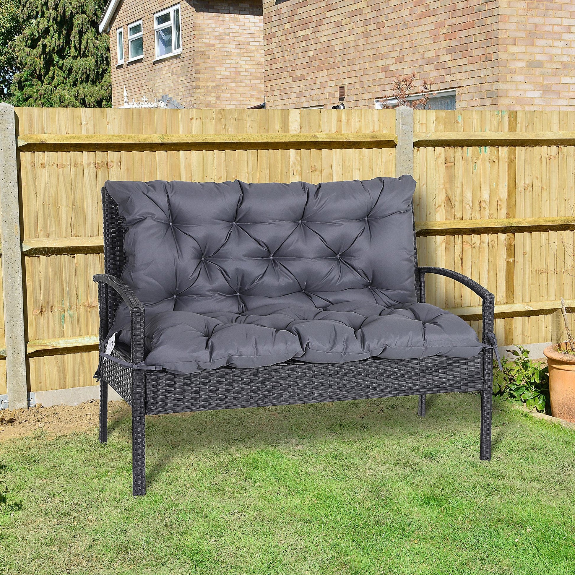 Porch Swing Cushion Garden Bench Cushion with Backrest, Non-Slip 2-seater Thick Pad, Swing Chair Mat Replacement for Indoor and Outdoor, 39.4" x 38.6", Dark Grey