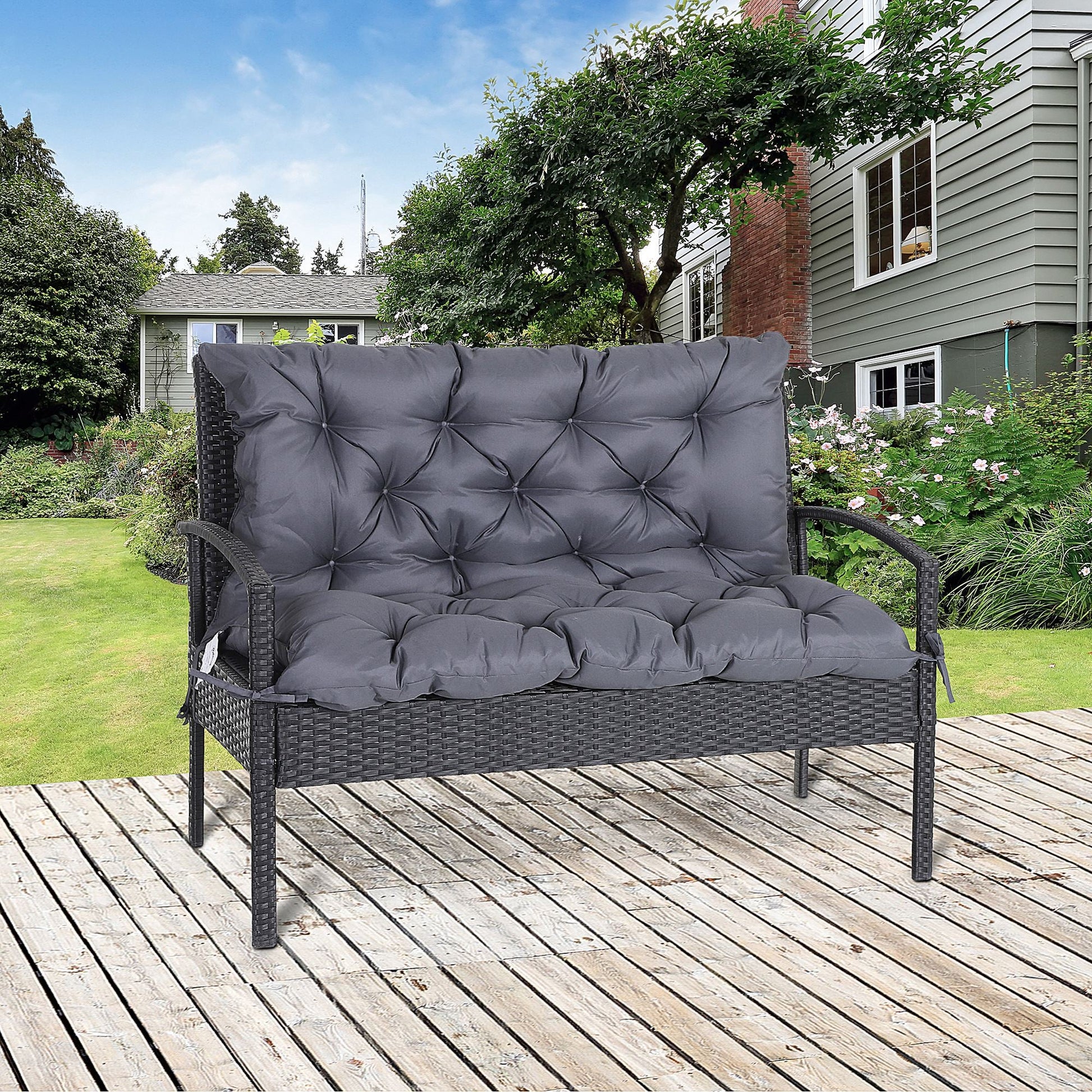 Porch Swing Cushion Garden Bench Cushion with Backrest, Non-Slip 2-seater Thick Pad, Swing Chair Mat Replacement for Indoor and Outdoor, 39.4" x 38.6", Dark Grey
