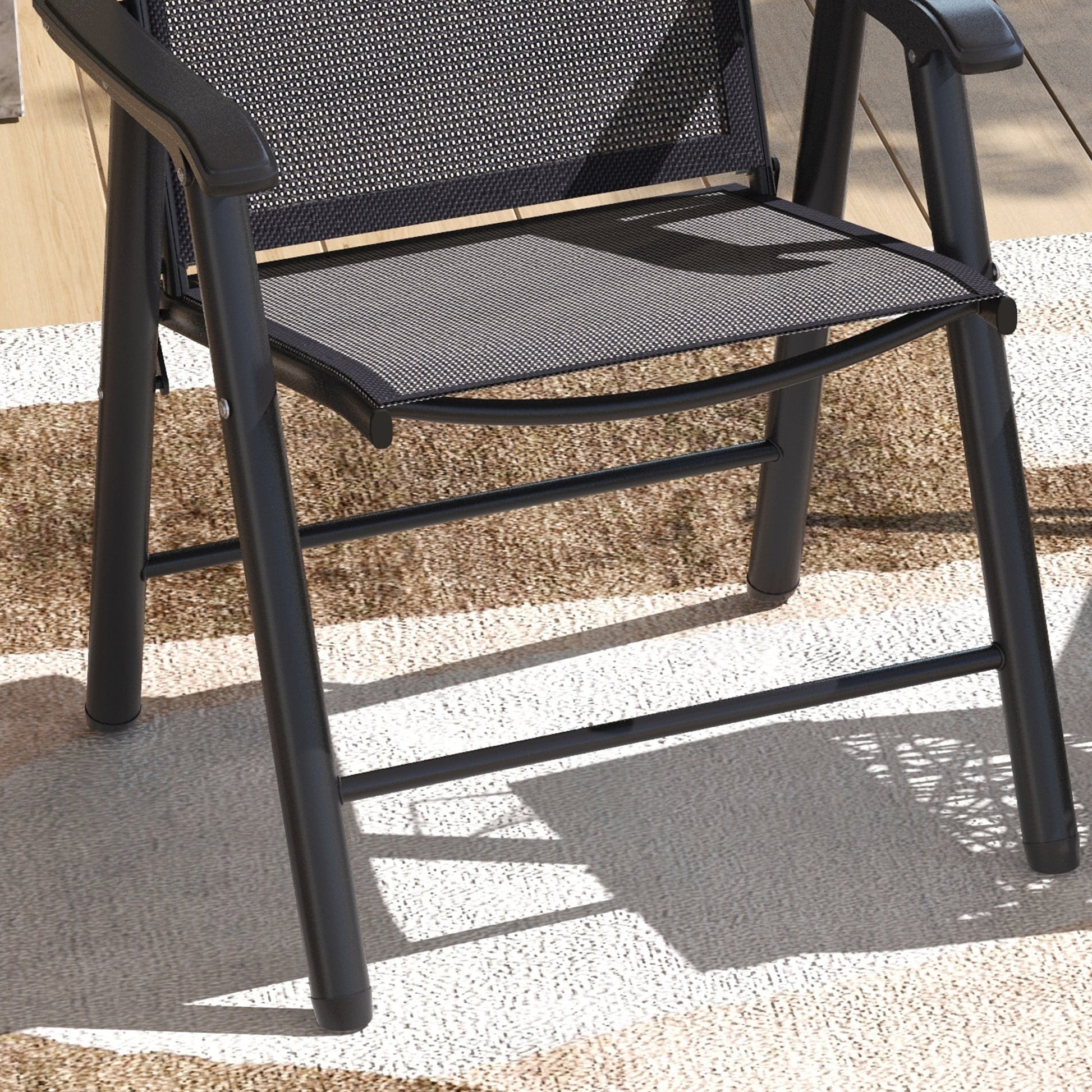 2-Piece Folding Dining Chair Set for Relaxing on Patio, Balcony, or Garden, Comfortable Outdoor Furniture with Armrests, Dark Grey