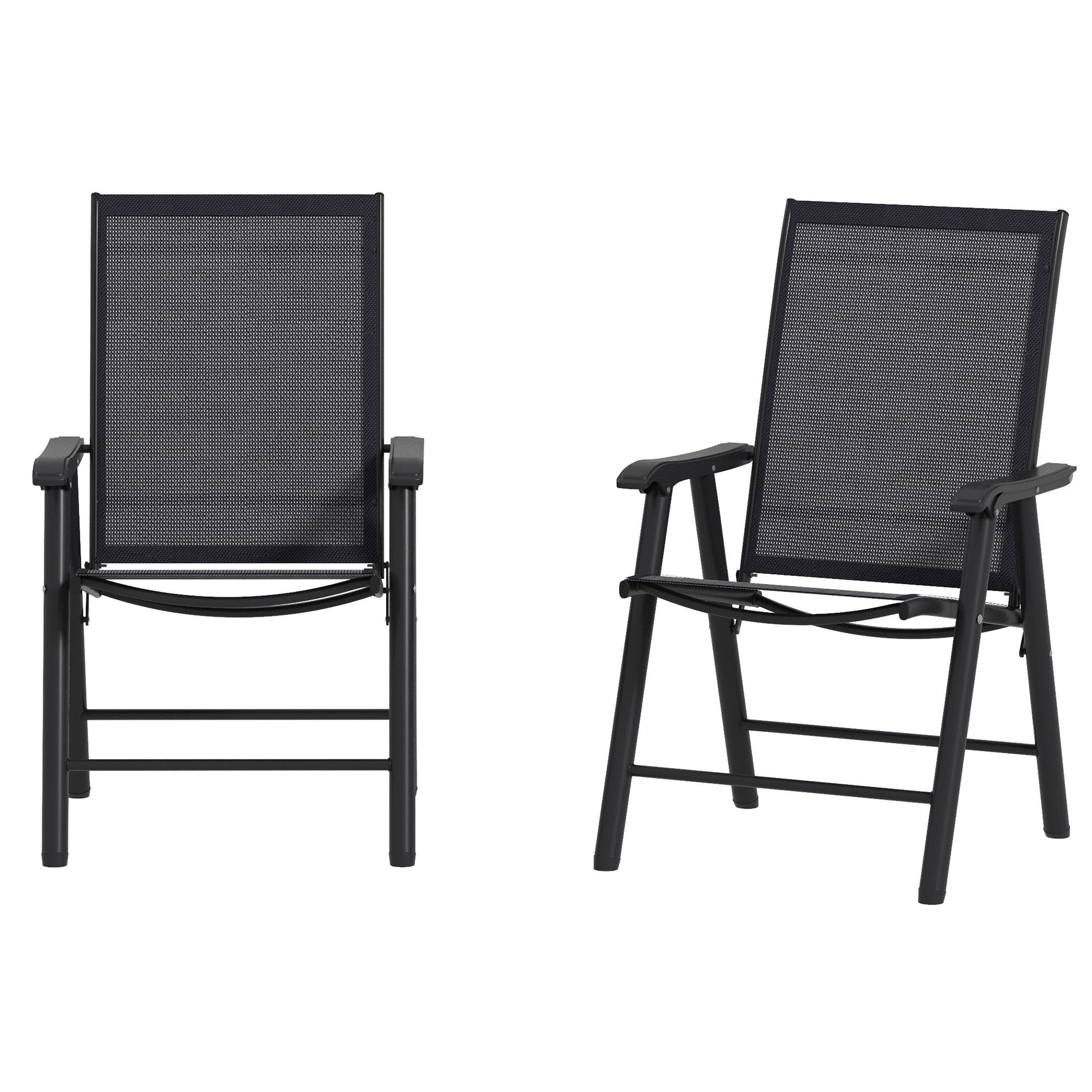 2-Piece Folding Dining Chair Set for Relaxing on Patio, Balcony, or Garden, Comfortable Outdoor Furniture with Armrests, Dark Grey
