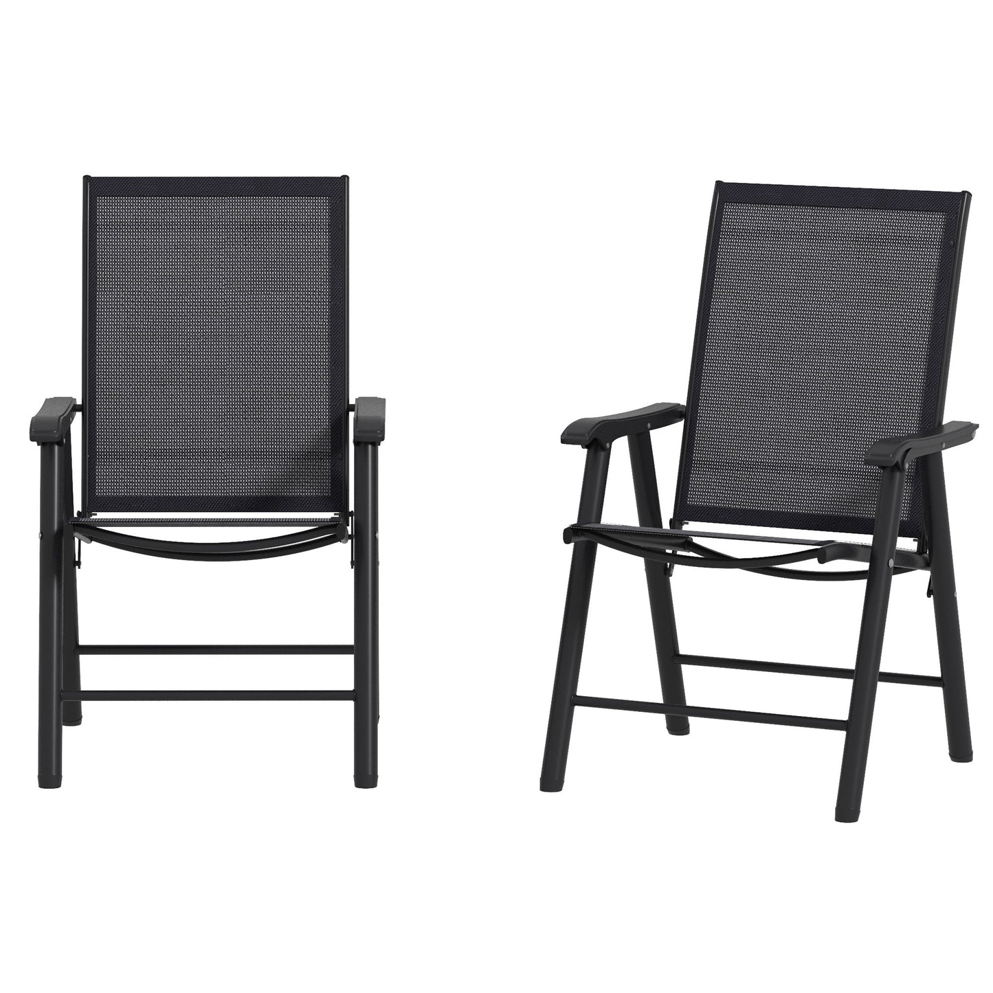 2-Piece Folding Dining Chair Set for Relaxing on Patio, Balcony, or Garden, Comfortable Outdoor Furniture with Armrests, Dark Grey