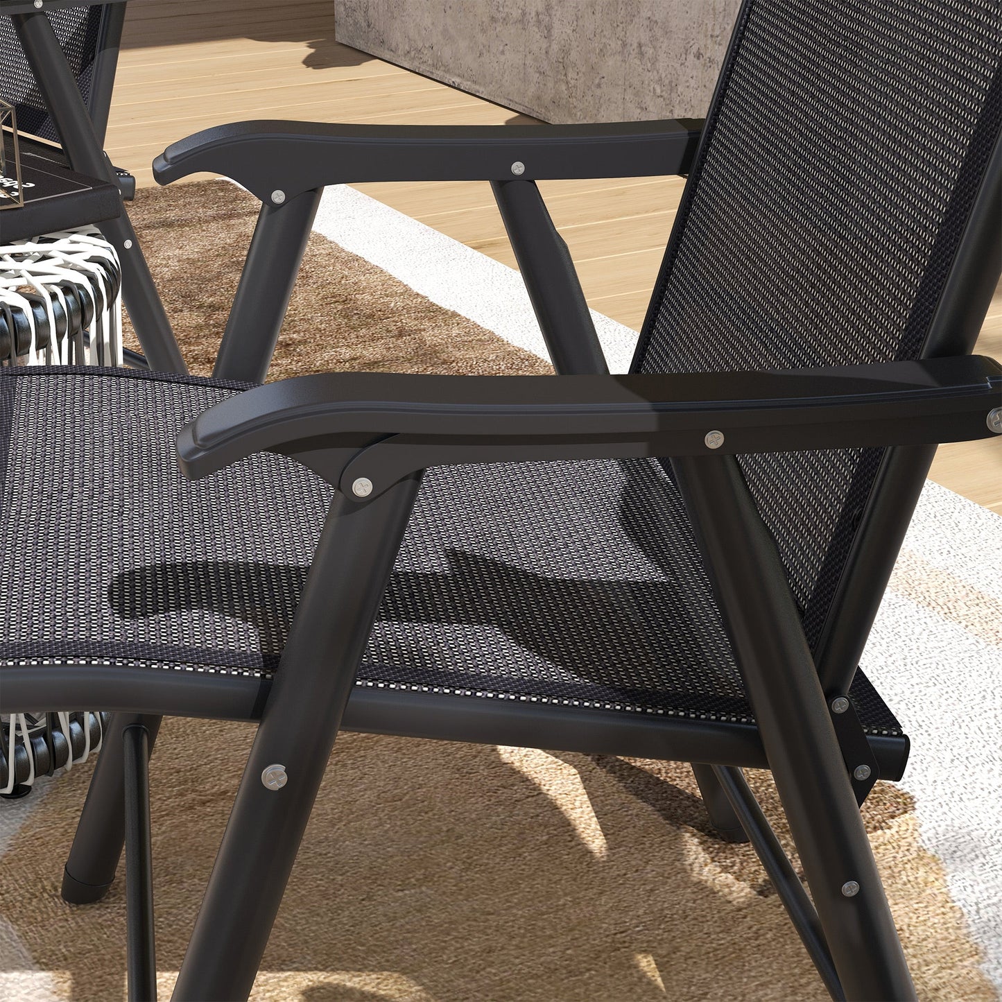 2-Piece Folding Dining Chair Set for Relaxing on Patio, Balcony, or Garden, Comfortable Outdoor Furniture with Armrests, Dark Grey