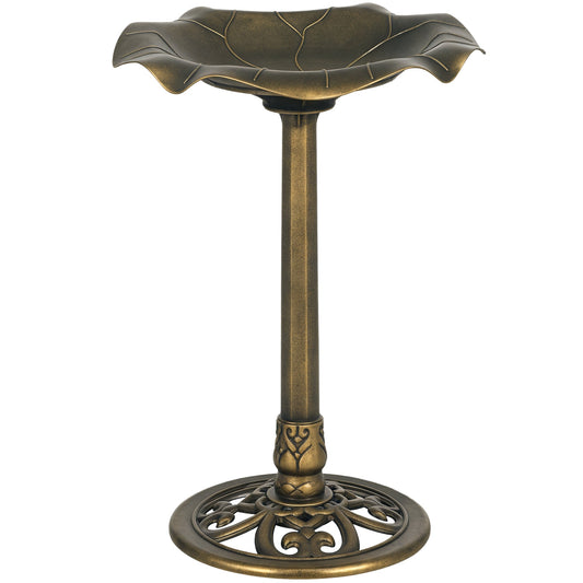 Bird Bath for Outdoors, 28" Height Birdbath with Lotus Leaf Basin, Vintage Decorative Bird Feeder with Stand for Garden, Yard, Patio Decor, Bronze