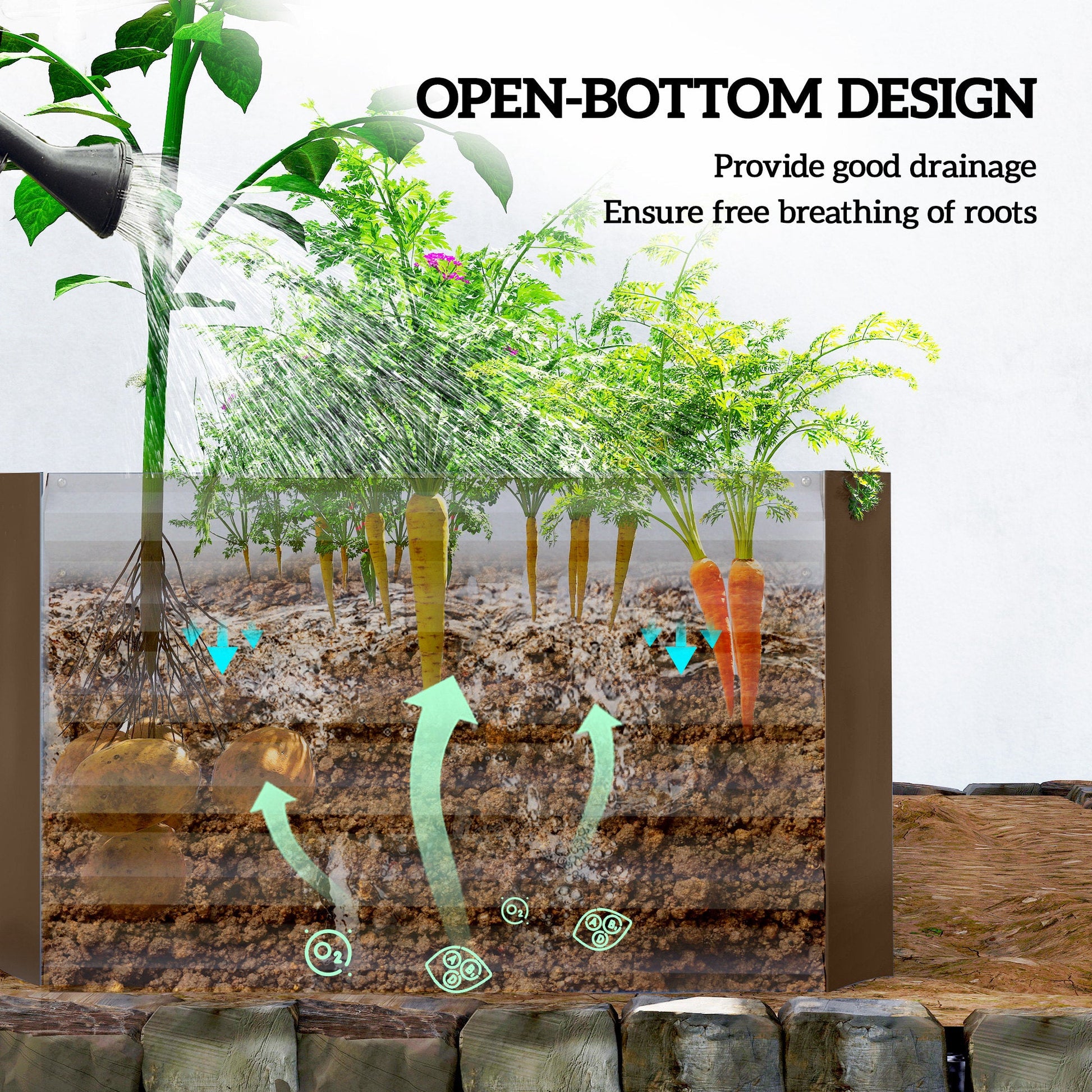 Galvanized Raised Garden Bed, 6' x 3' x 2' Outdoor Metal Planter Box, Standing Raised Bed for Growing Flowers, Herbs and Vegetables, Brown