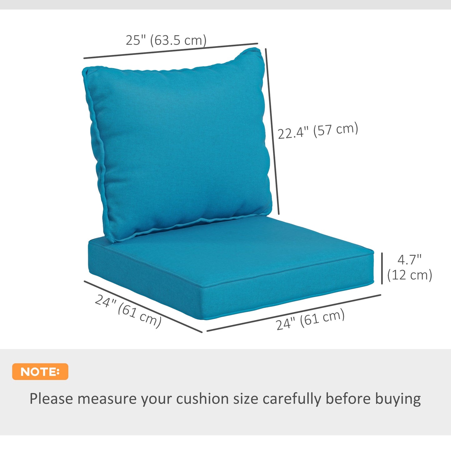 4-Piece Patio Chair Cushions Pillows with Backrest, Seat Replacement Patio Cushions Set for Indoor Outdoor Garden Furniture, Turquoise Green