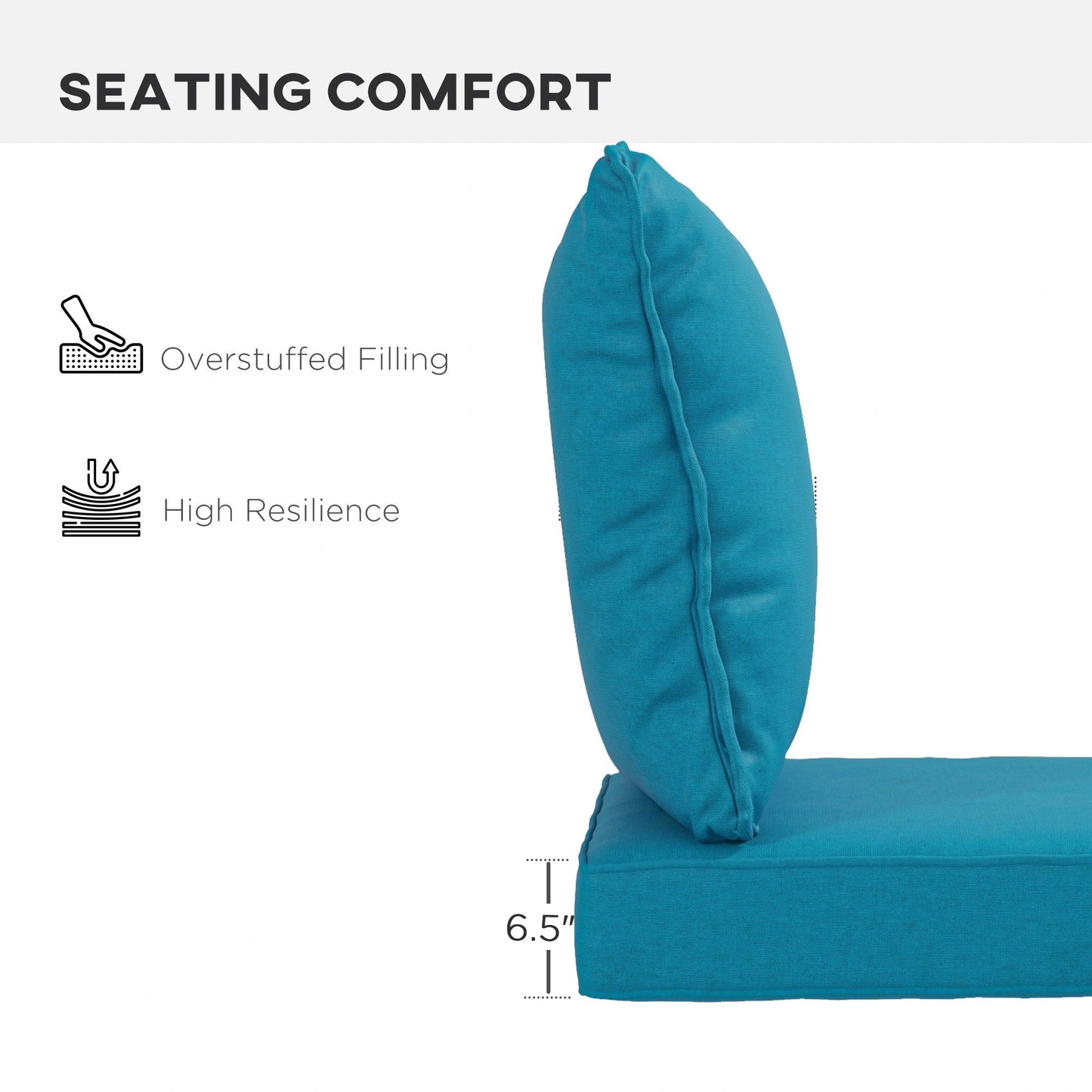 4-Piece Patio Chair Cushions Pillows with Backrest, Seat Replacement Patio Cushions Set for Indoor Outdoor Garden Furniture, Turquoise Green