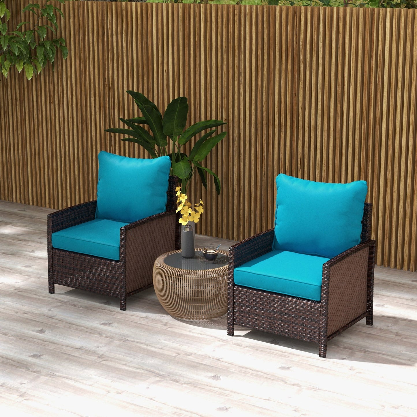 4-Piece Patio Chair Cushions Pillows with Backrest, Seat Replacement Patio Cushions Set for Indoor Outdoor Garden Furniture, Turquoise Green