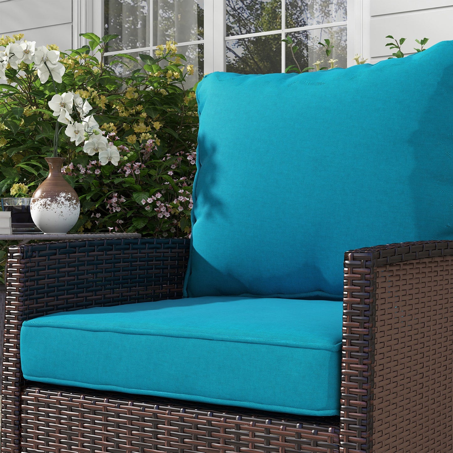 4-Piece Patio Chair Cushions Pillows with Backrest, Seat Replacement Patio Cushions Set for Indoor Outdoor Garden Furniture, Turquoise Green