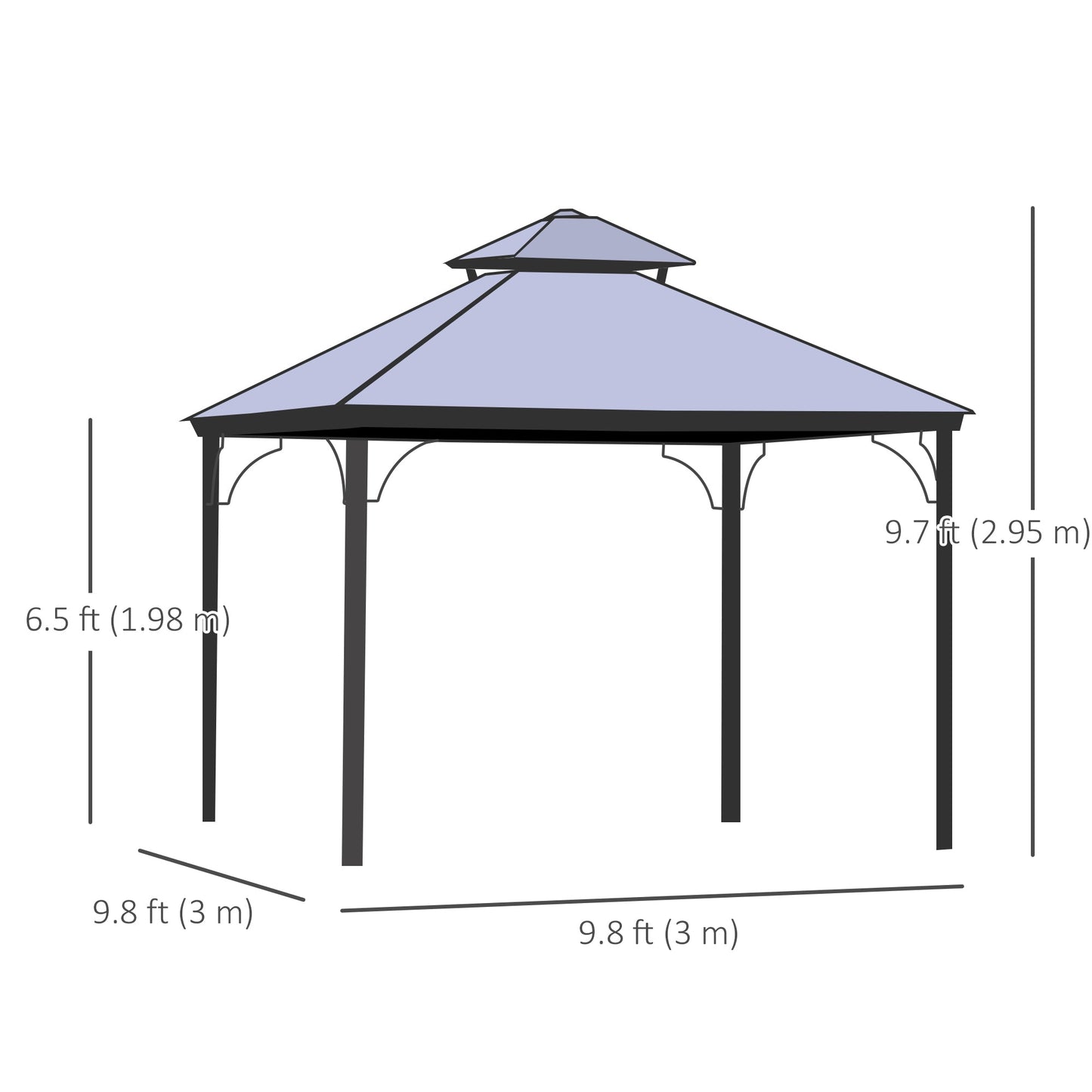 10' x 10' 2-Tier Outdoor Gazebo Canopy Tent with Polycarbonate Roof, Hardtop Gazebo with Curtains and Netting, for Garden, Lawn, Backyard, Deck, Beige