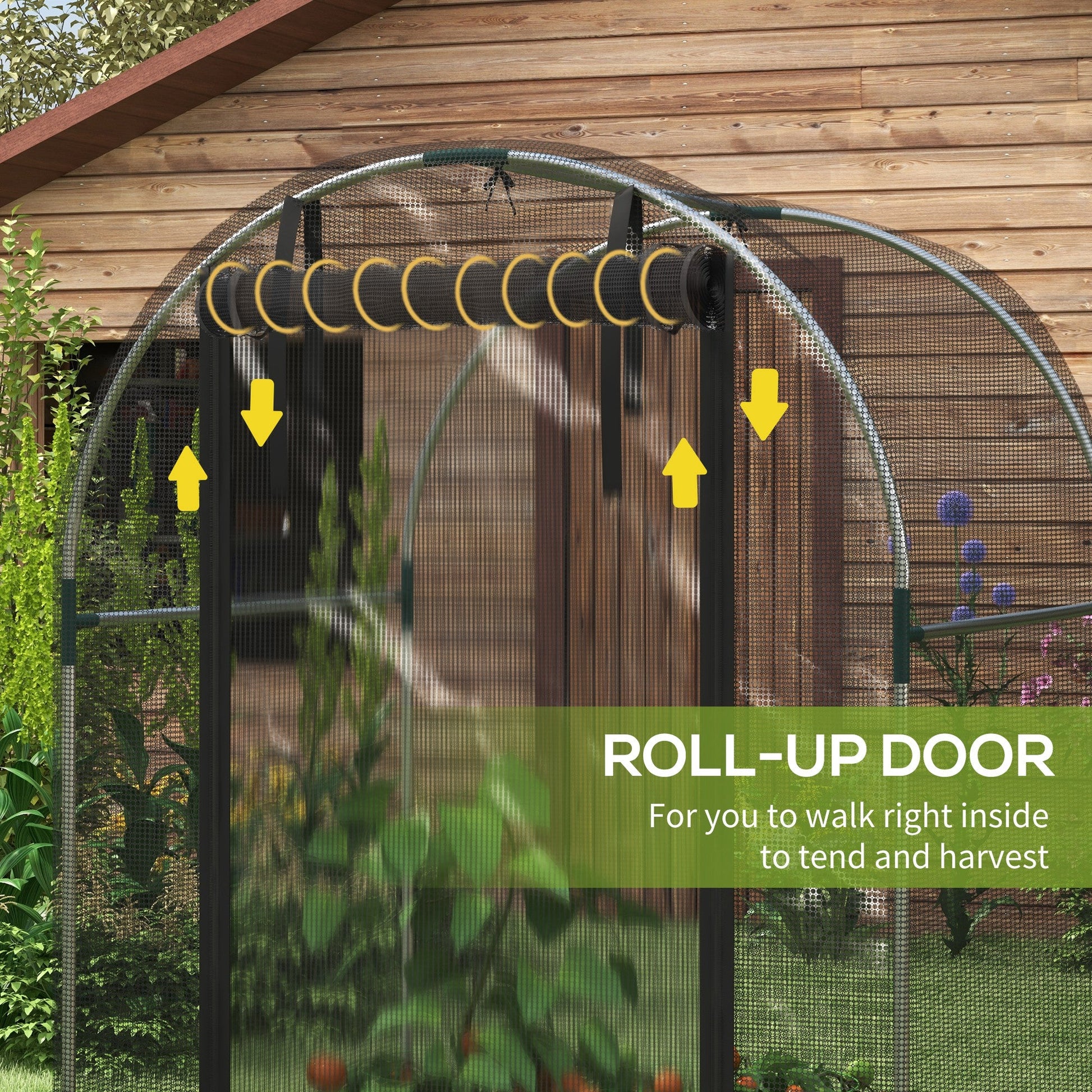 4' x 4' Crop Cage, Plant Protection Tent with Zippered Door and Galvanized Steel Frame, Fruit Cage Netting Cover for Garden, Yard, Lawn, Black