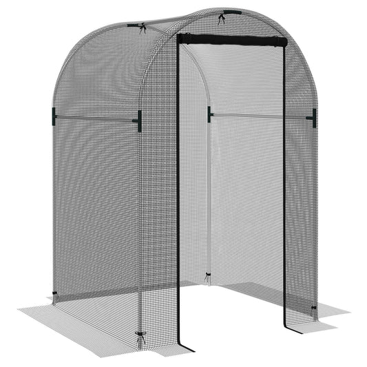 4' x 4' Crop Cage, Plant Protection Tent with Zippered Door and Galvanized Steel Frame, Fruit Cage Netting Cover for Garden, Yard, Lawn, Black