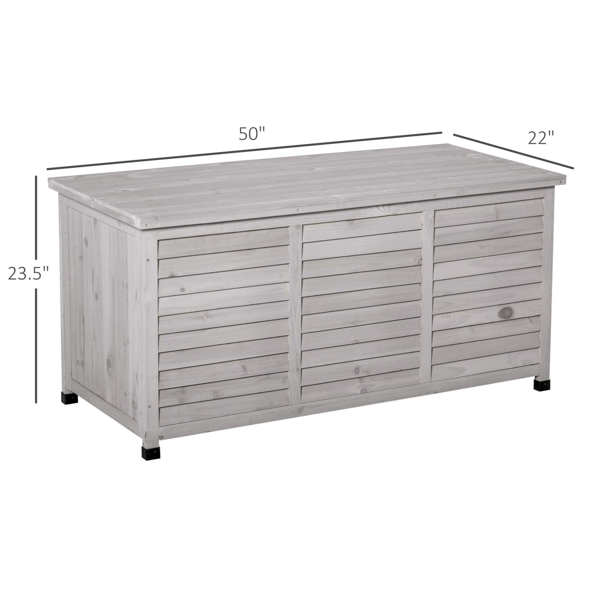 75 Gallon Wooden Storage Box patio Deck Box Bench, Garden Backyard Outdoor Storage Container with Aerating Gap & Weather-Fighting Finish, Grey