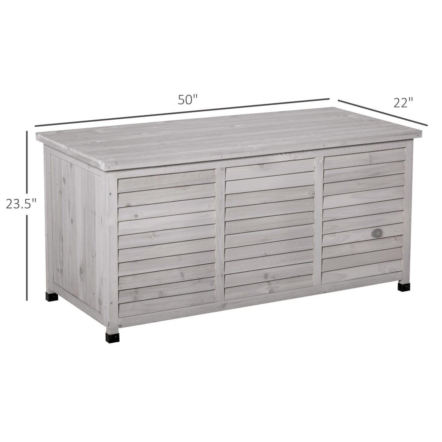 75 Gallon Wooden Storage Box patio Deck Box Bench, Garden Backyard Outdoor Storage Container with Aerating Gap & Weather-Fighting Finish, Grey