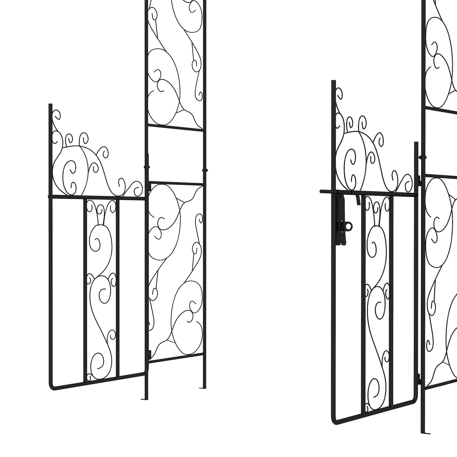 7.5FT Metal Garden Arch with Gate, Garden Arbor Trellis for Climbing Plants, Roses, Vines, Wedding Arch for Outdoor Garden, Lawn, Backyard, Black