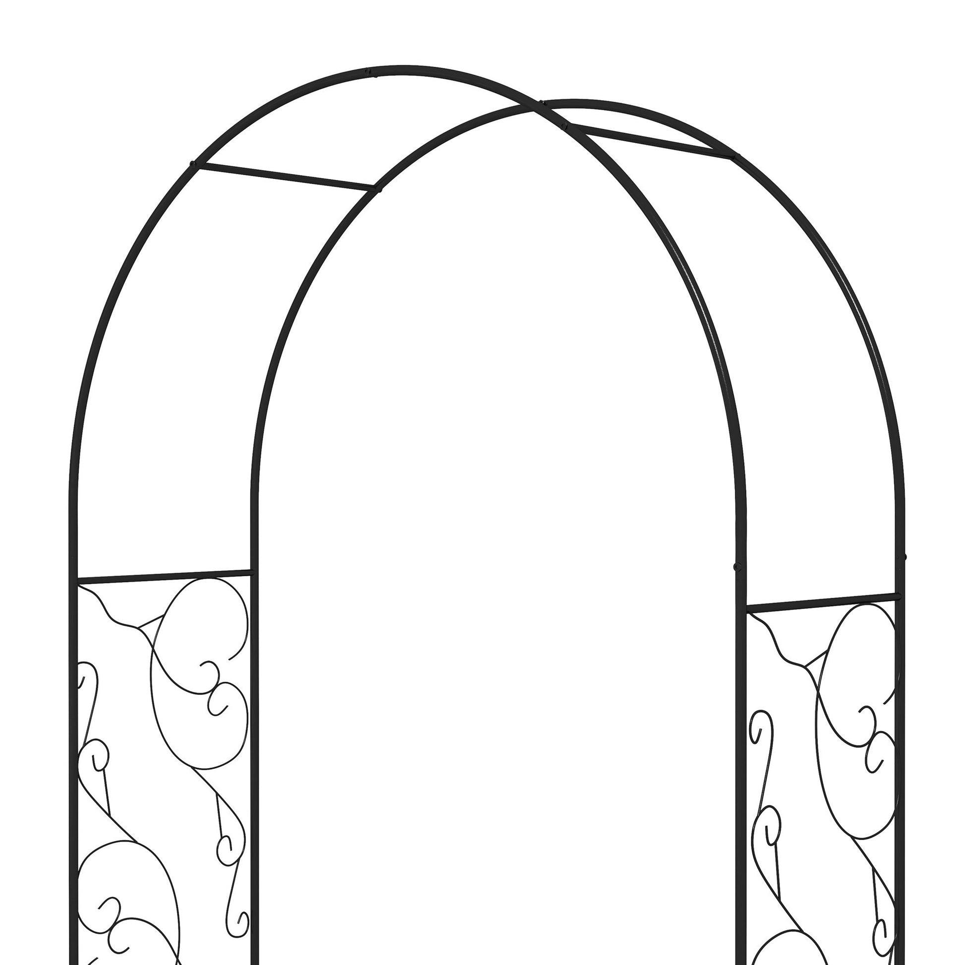 7.5FT Metal Garden Arch with Gate, Garden Arbor Trellis for Climbing Plants, Roses, Vines, Wedding Arch for Outdoor Garden, Lawn, Backyard, Black