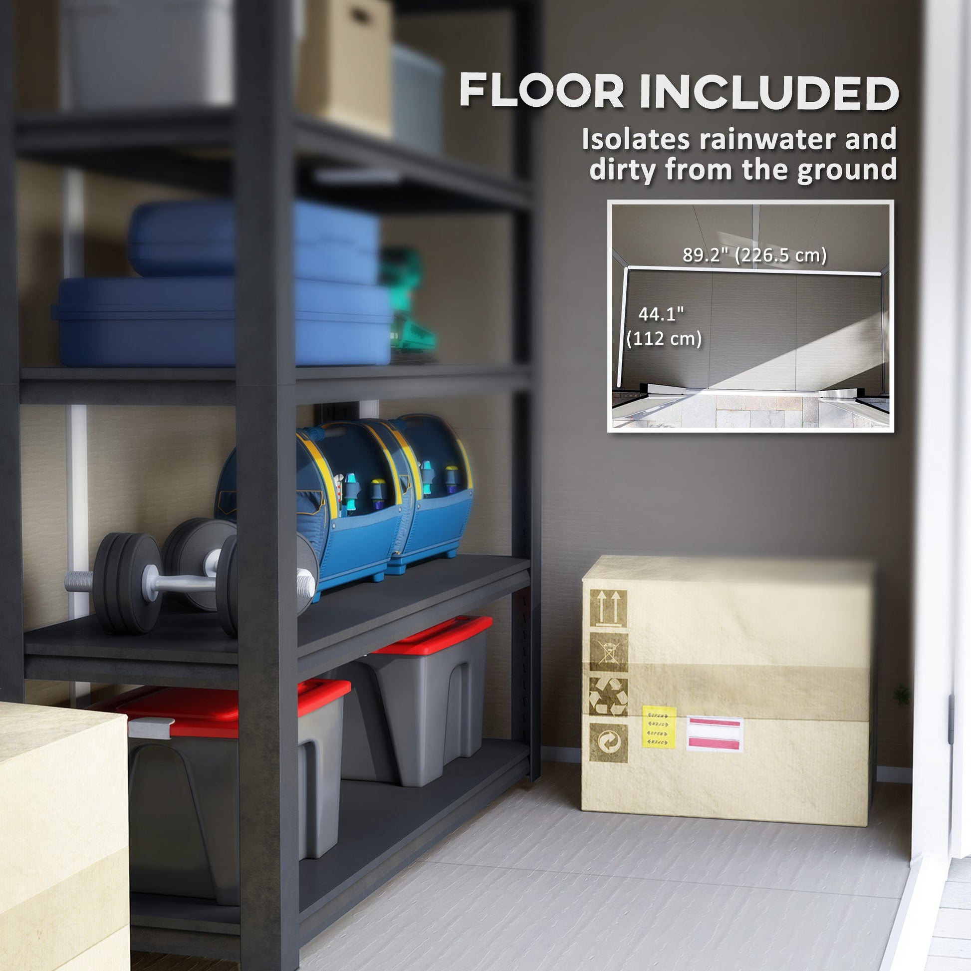 8' x 4' Outdoor Storage Shed, Resin Plastic Shed with Floor, Window, Lockable Doors and Vents, All-Weather Garden Shed for Backyard, Patio, Lawn, Light Grey