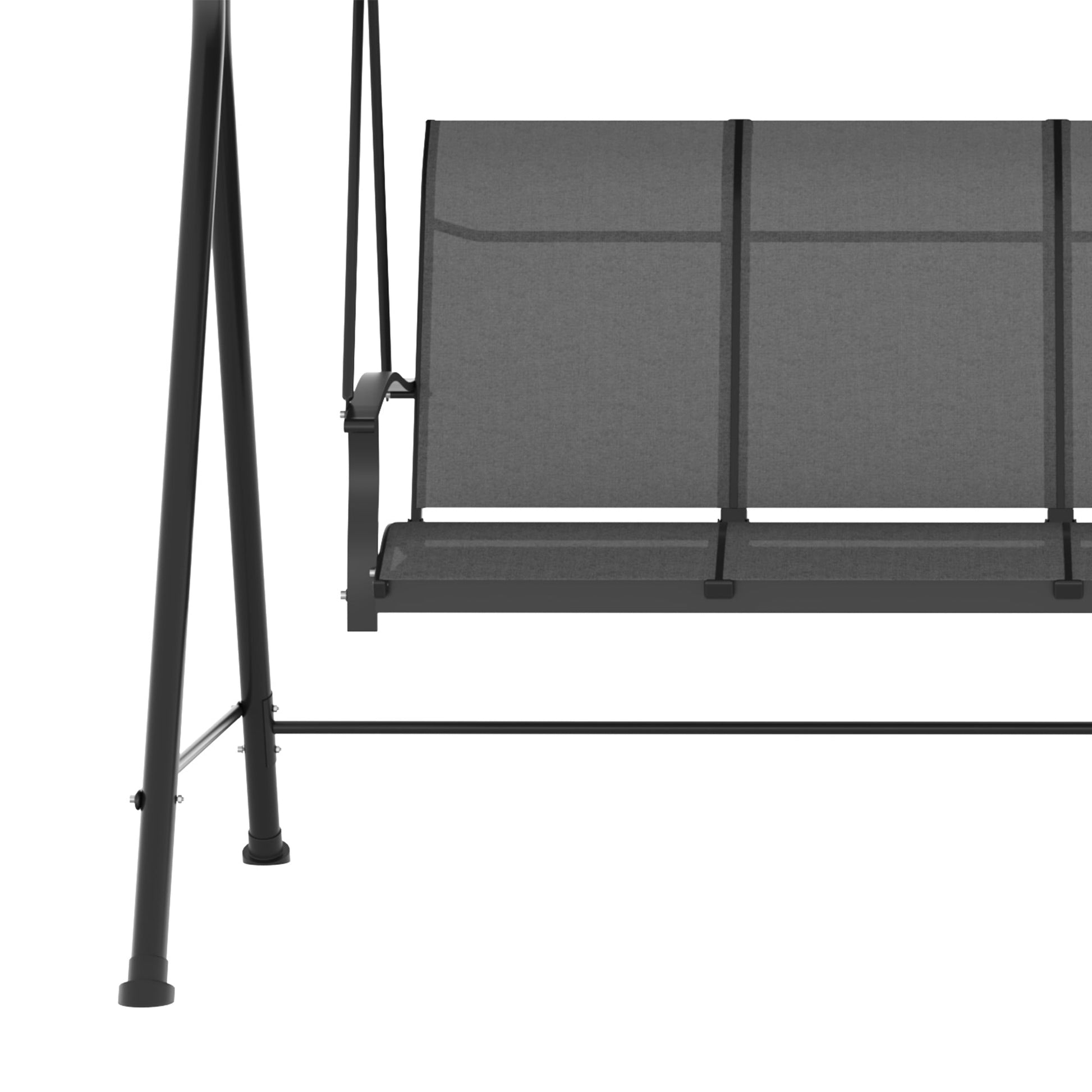 3 Seater Outdoor Swing Chair with Adjustable Canopy, Metal Porch Swing Bench for Patio, Garden, Backyard, Lawn, Dark Grey