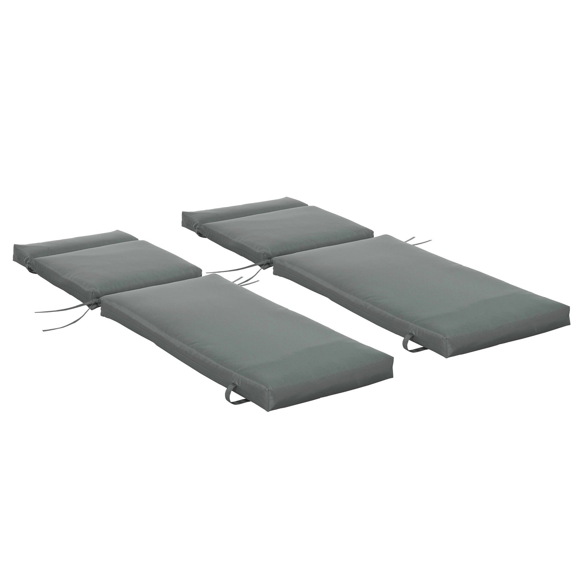 Outdoor Lounge Chair Cushion Set of 2, Non-Slip Chaise Lounge Cushions, Sun Lounger Pads for Indoor Outdoor, 77.2" x 21.7", Dark Grey