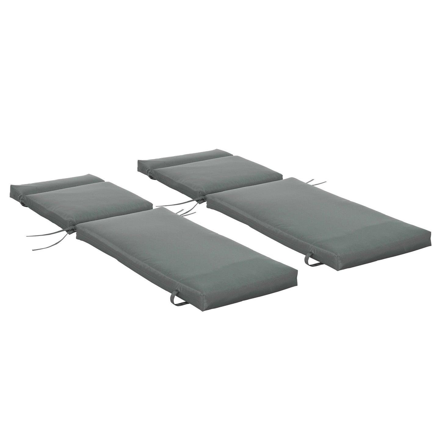 Outdoor Lounge Chair Cushion Set of 2, Non-Slip Chaise Lounge Cushions, Sun Lounger Pads for Indoor Outdoor, 77.2" x 21.7", Dark Grey