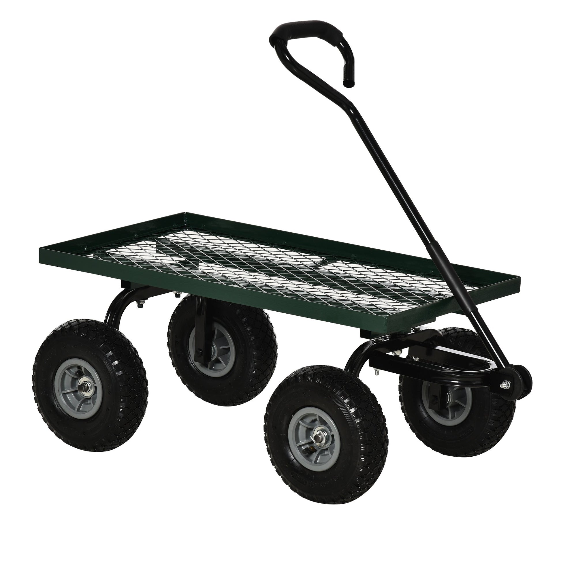 Heavy Duty Garden Wagon Cart, Utility Wagon Cart with Metal Frame, 10" Wheels and 180° Rotating Handle, 330 lbs Capacity, for Garden, Beach, Lawn, Black