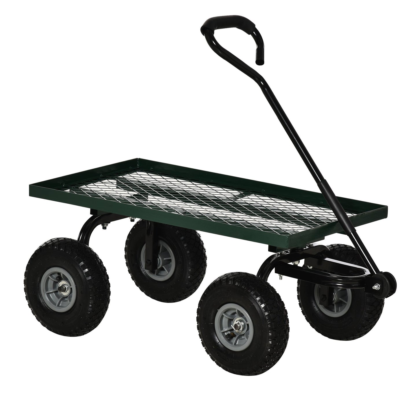Heavy Duty Garden Wagon Cart, Utility Wagon Cart with Metal Frame, 10" Wheels and 180° Rotating Handle, 330 lbs Capacity, for Garden, Beach, Lawn, Black