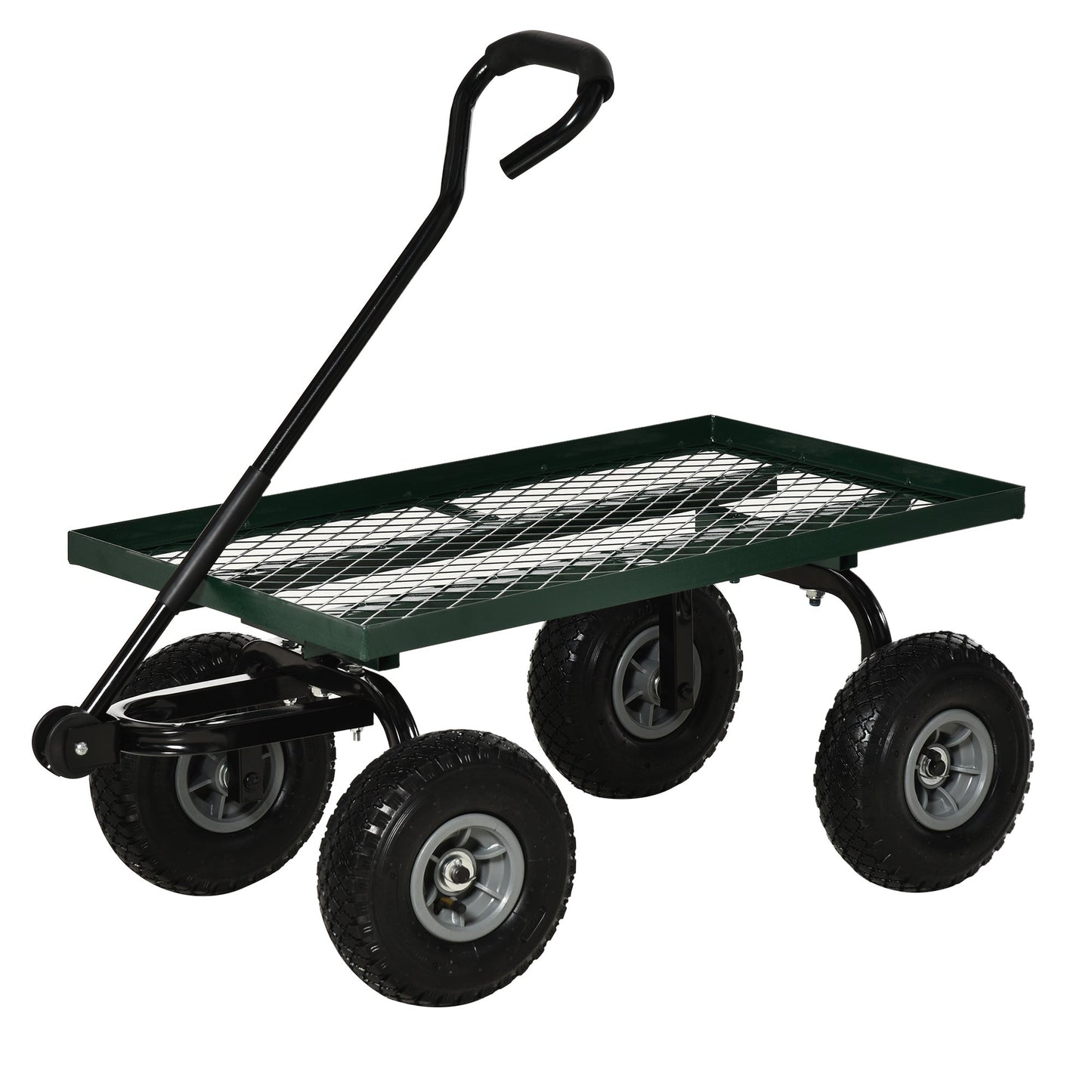 Heavy Duty Garden Wagon Cart, Utility Wagon Cart with Metal Frame, 10" Wheels and 180° Rotating Handle, 330 lbs Capacity, for Garden, Beach, Lawn, Black