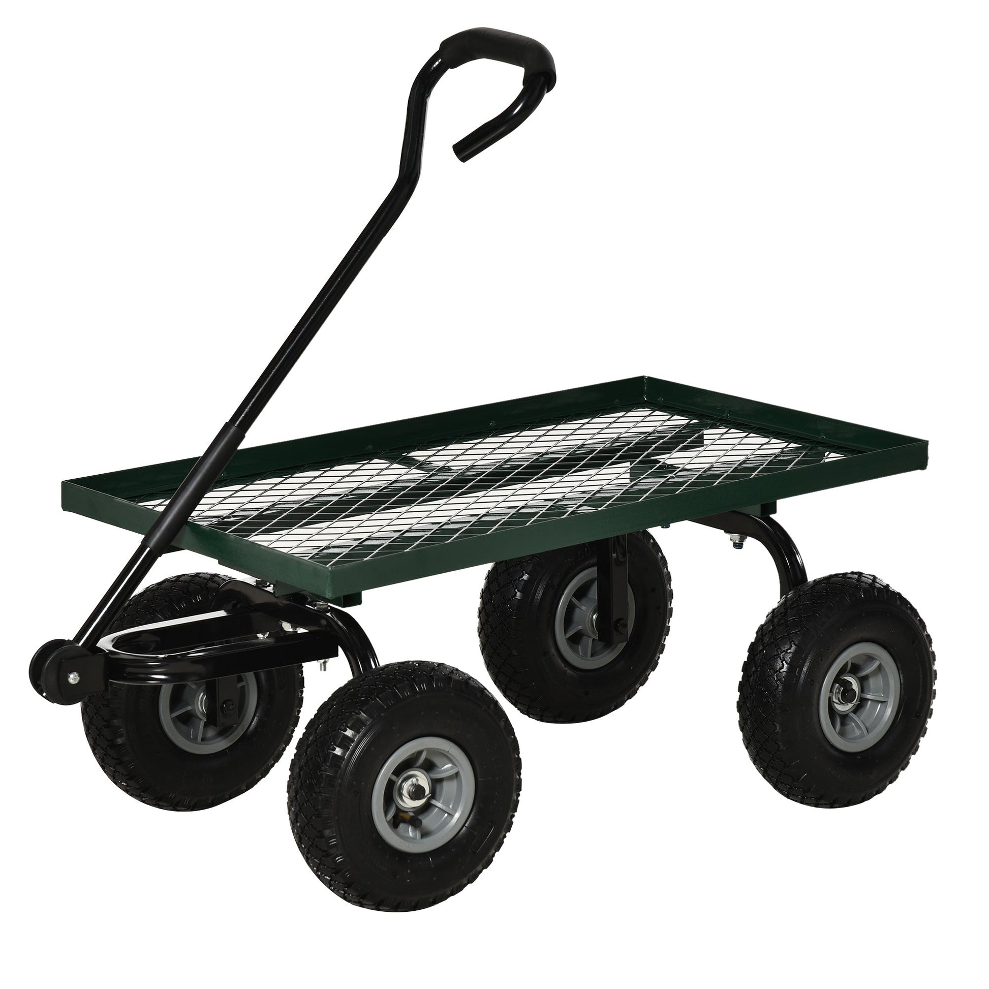 Heavy Duty Garden Wagon Cart, Utility Wagon Cart with Metal Frame, 10" Wheels and 180° Rotating Handle, 330 lbs Capacity, for Garden, Beach, Lawn, Black
