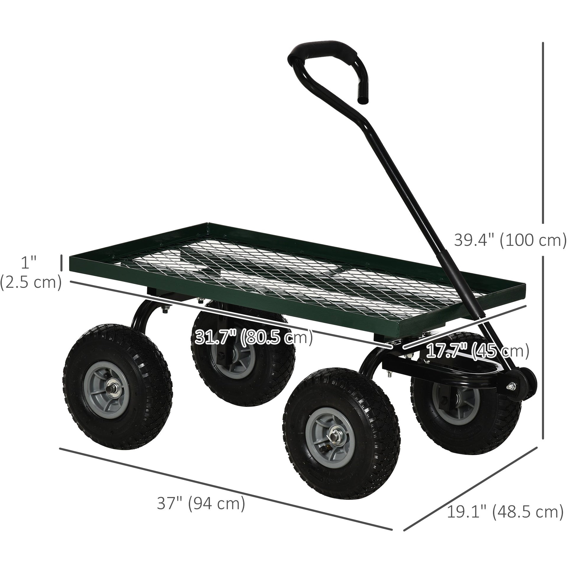 Heavy Duty Garden Wagon Cart, Utility Wagon Cart with Metal Frame, 10" Wheels and 180° Rotating Handle, 330 lbs Capacity, for Garden, Beach, Lawn, Black