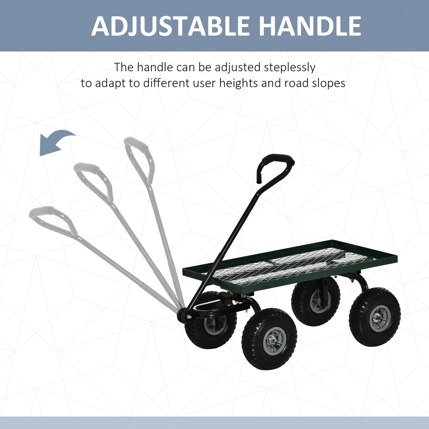 Heavy Duty Garden Wagon Cart, Utility Wagon Cart with Metal Frame, 10" Wheels and 180° Rotating Handle, 330 lbs Capacity, for Garden, Beach, Lawn, Black